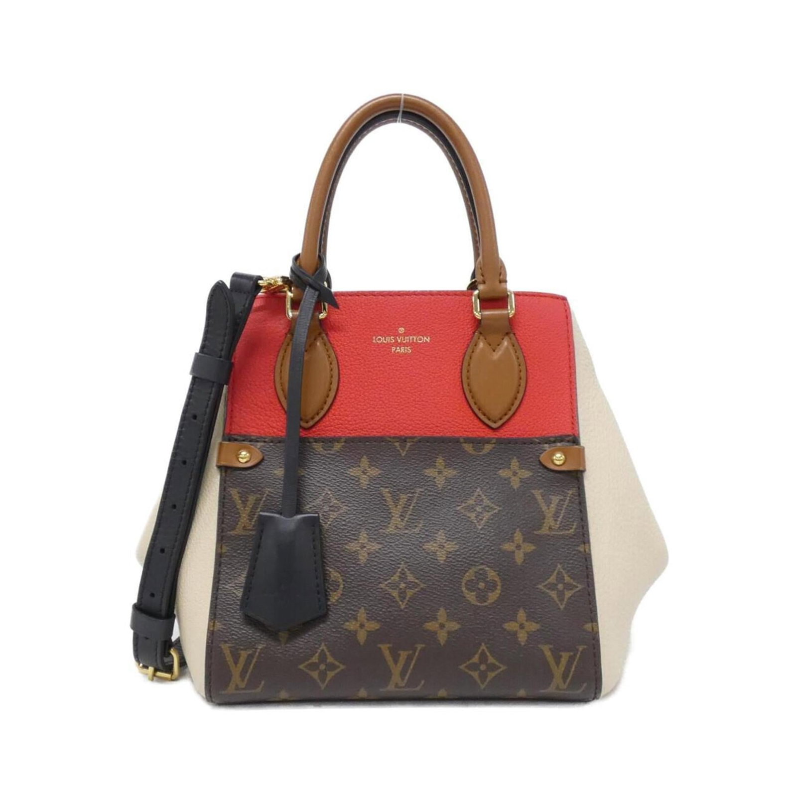 Handbag Coated Canvas Leather Louis Vuitton: Handbag Coated Canvas Leather Louis Vuitton Coated canvas and calf leather come together in this Louis Vuitton handbag, available in black, cerise, cream, and noir. The gold hardware adds a touch of