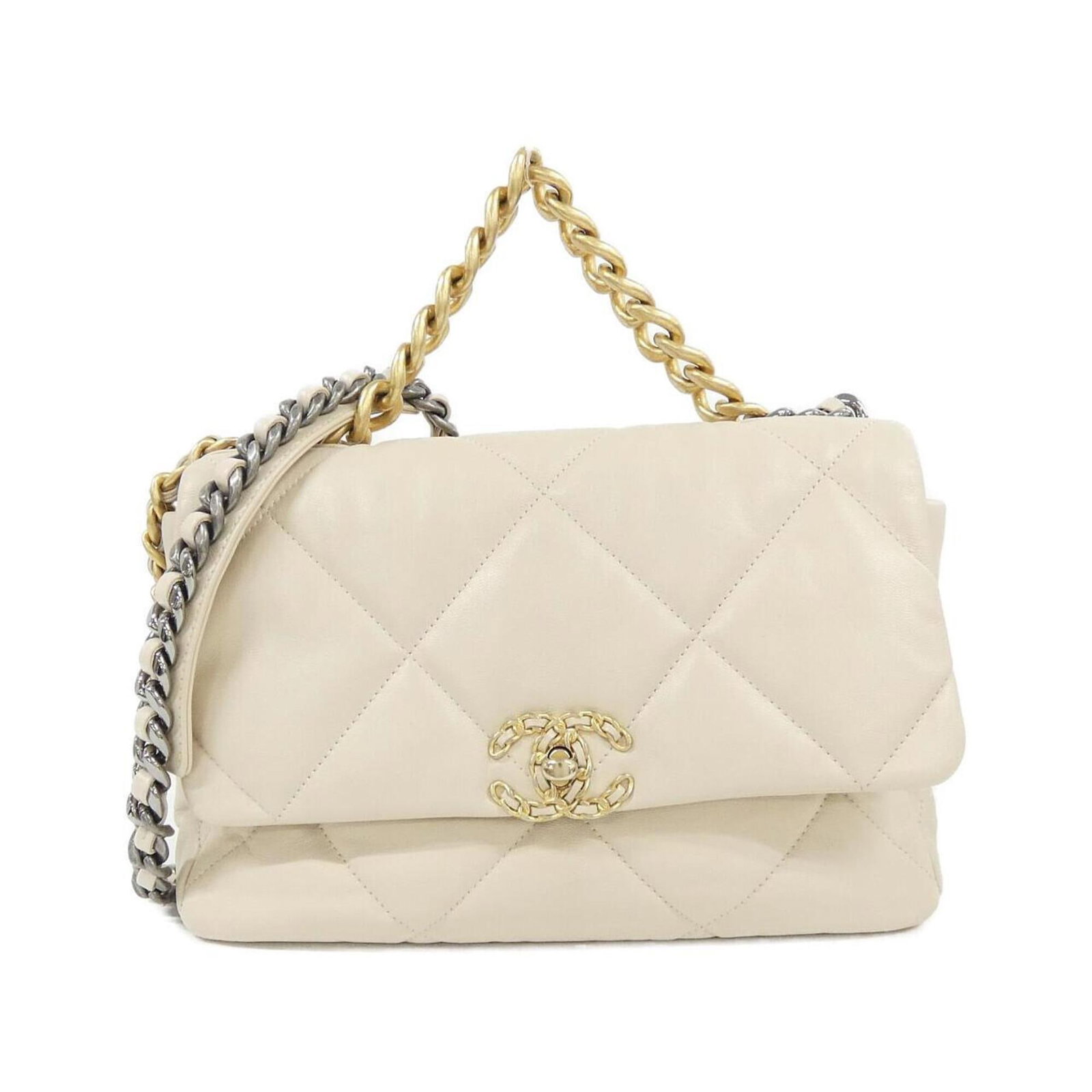 Shoulder Bag Leather Chanel: Shoulder Bag Leather Chanel The Chanel MPN AS1161 Shoulder Bag is a stylish and sophisticated accessory, crafted from high-quality lambskin leather in a timeless beige color. Measuring 19cm x 30cm x 8