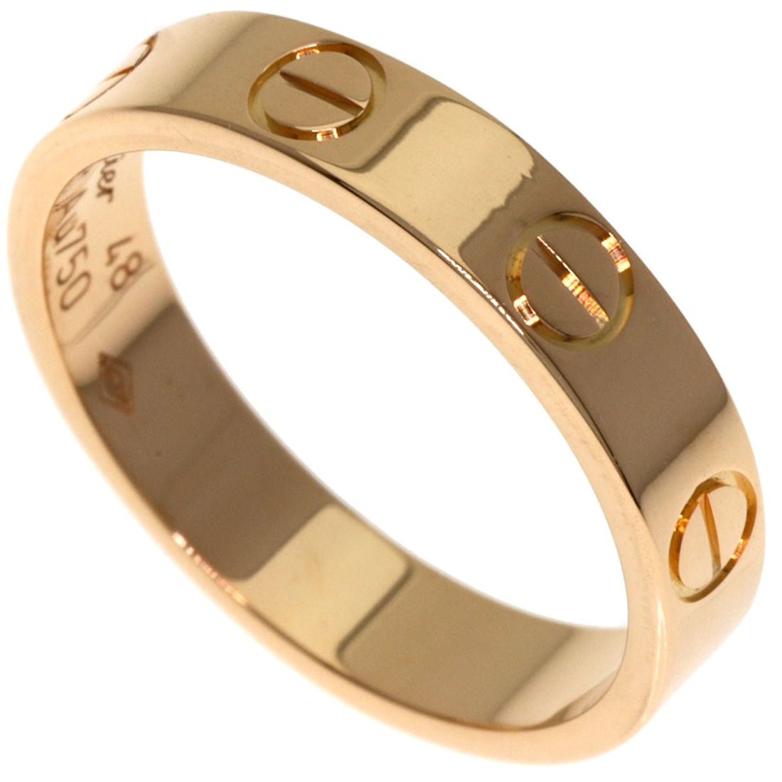 K18 Pink Gold Cartier Mini Love Ring: K18 Pink Gold Cartier Mini Love Ring K18 Pink Gold Cartier Mini Love Ring is a delicate gold ring featuring K18 pink gold material, ring size 4.5(US), and no main stone. This gold ring bears the