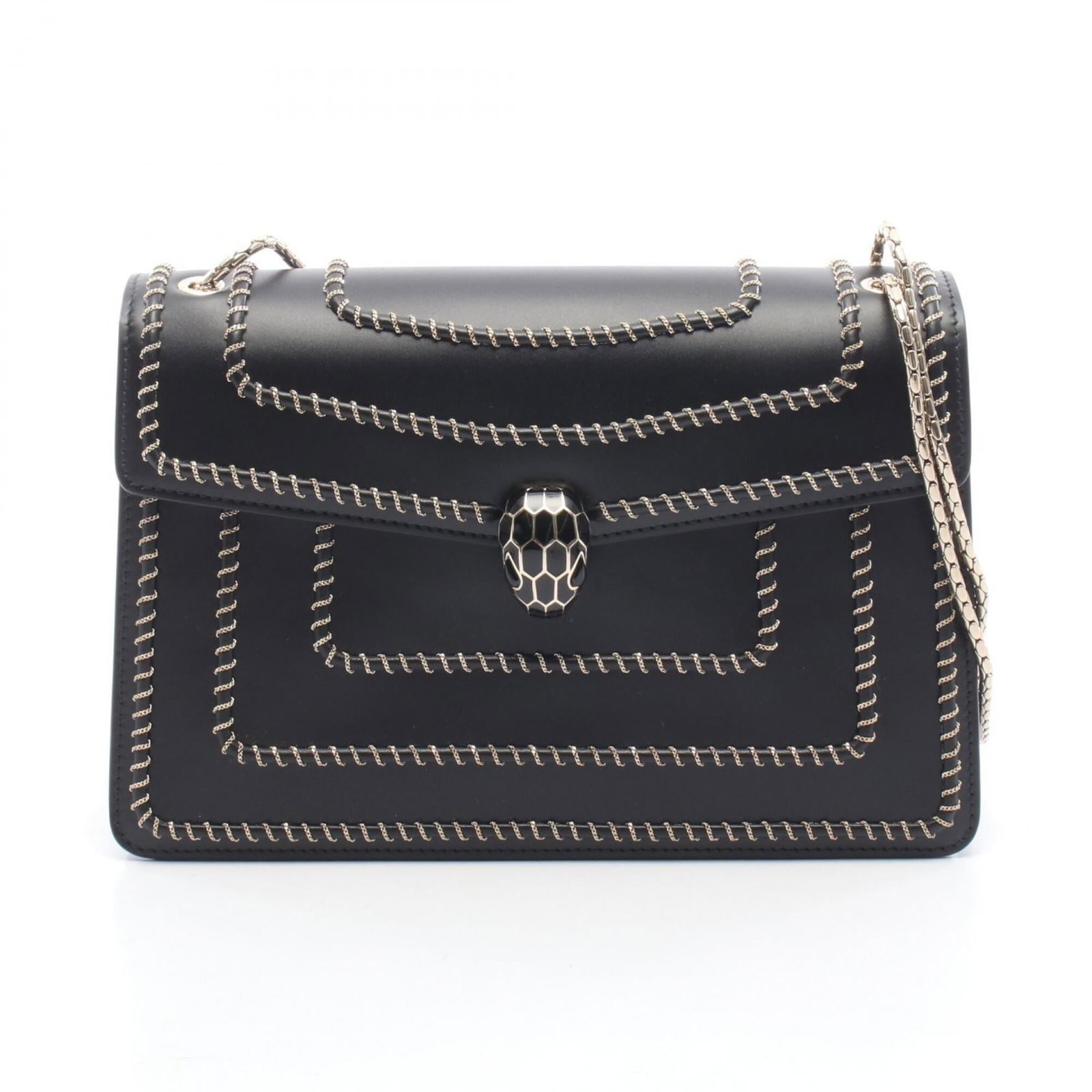 Bvlgari Handbag Shoulder Bag Leather: Bvlgari Handbag Shoulder Bag Leather Bvlgari Handbag Shoulder Bag Leather is a sleek and sophisticated black leather shoulder bag. Made from high-quality leather, this bag measures 18cm x 27.5cm and