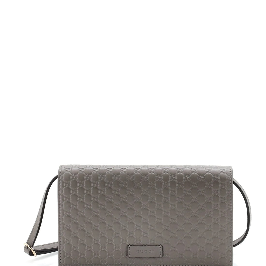 Gucci Microguccissima Leather Strap Wallet: Gucci Microguccissima Leather Strap Wallet The Gucci Microguccissima Leather Strap Wallet boasts a sleek, gray exterior with minor creases and corner wear, while its interior features a stylish gray