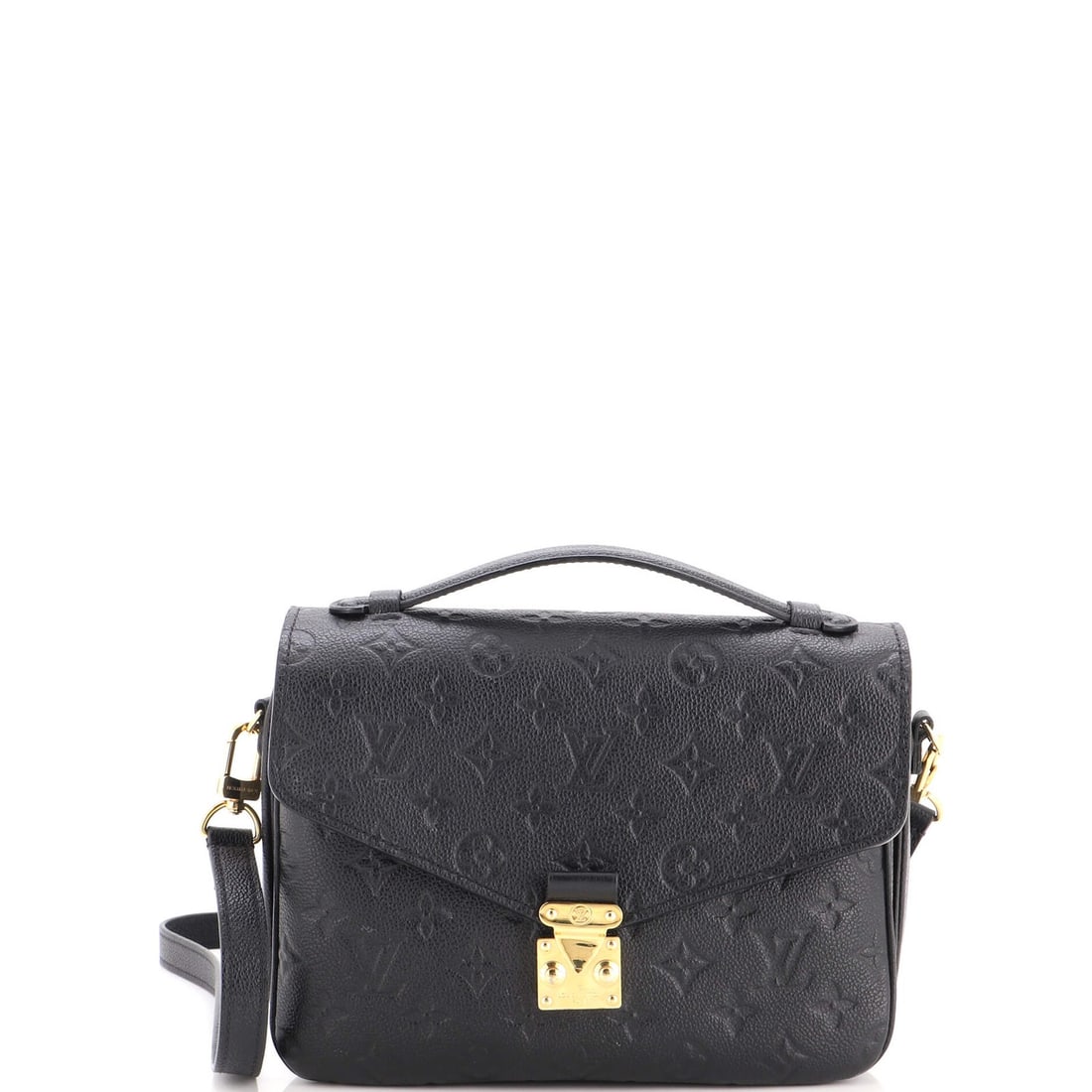 Empreinte Leather Pochette Monogram Vuitton Louis: Empreinte Leather Pochette Monogram Vuitton Louis Black Empreinte Leather Pochette Monogram Vuitton Louis features a classic cross body design with a 10-18" strap drop and a compact 7" height. The ext