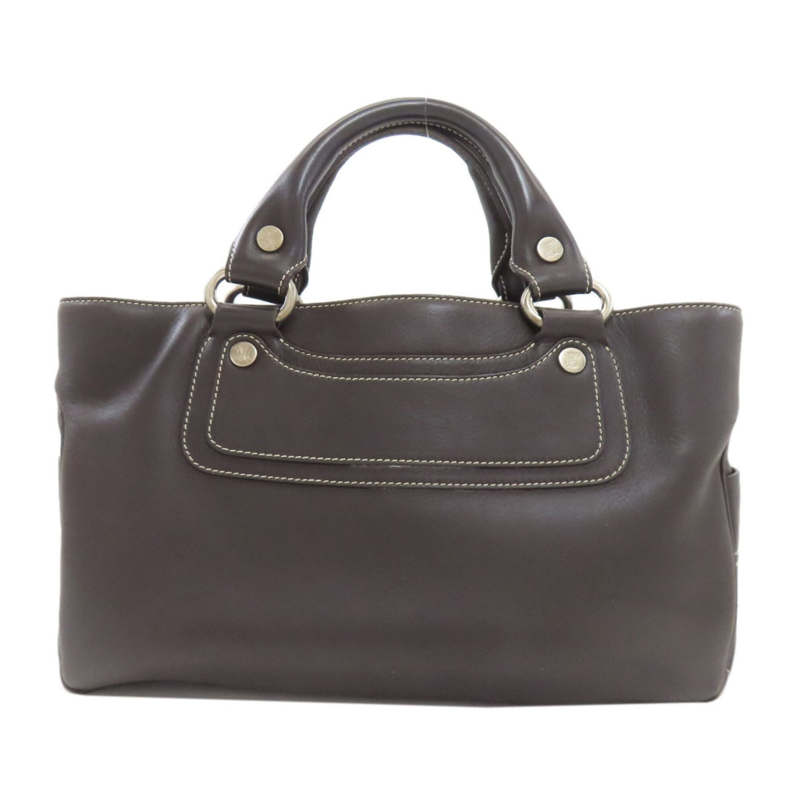 Celine Handbag Leather: Celine Handbag Leather Dark brown Celine handbag made from high-quality leather, measuring 20cm x 31.5cm x 13cm. This stylish bag features a classic design with clean lines and a timeless aesthetic.