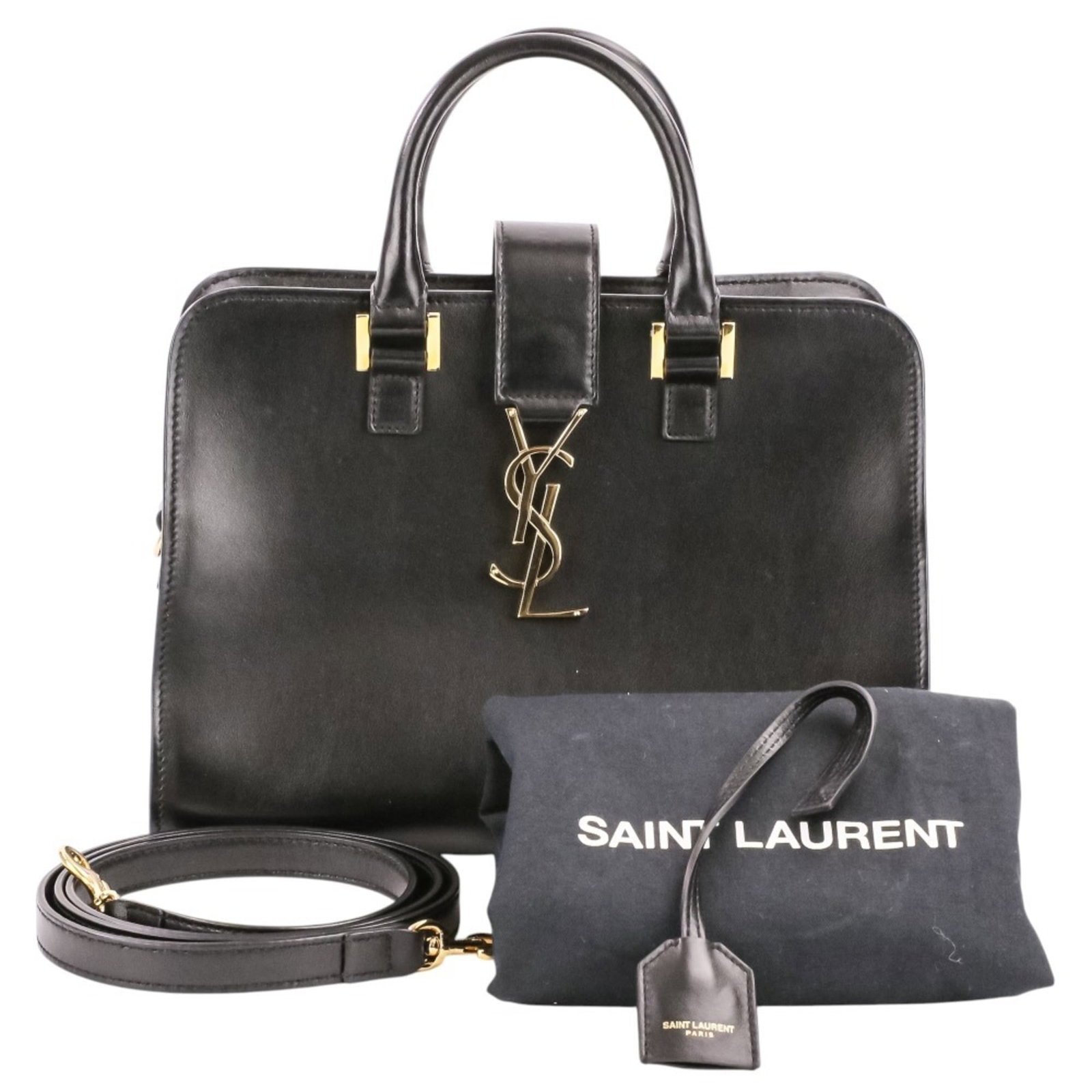 Leather Yves Saint Laurent Handbag Shoulder Bag: Leather Yves Saint Laurent Handbag Shoulder Bag Black leather shoulder bag from Yves Saint Laurent, measuring 18cm x 25.5cm x 10cm, bearing a signature. This classic design features high-quality