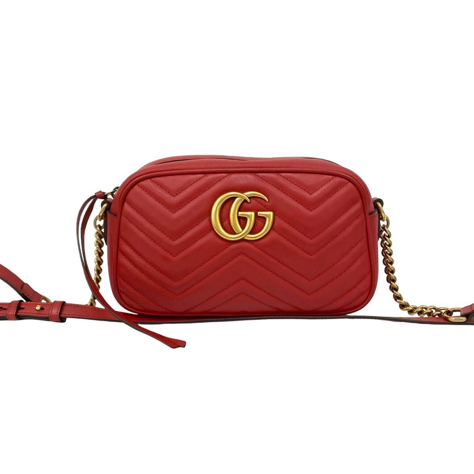 Pochette Leather Bag Shoulder Gucci: Pochette Leather Bag Shoulder Gucci Red leather Gucci pochette shoulder bag with classic design, measuring 14cm x 23.5cm x 7cm. This stylish bag features a bold red color and a sleek, shoulder-strappe