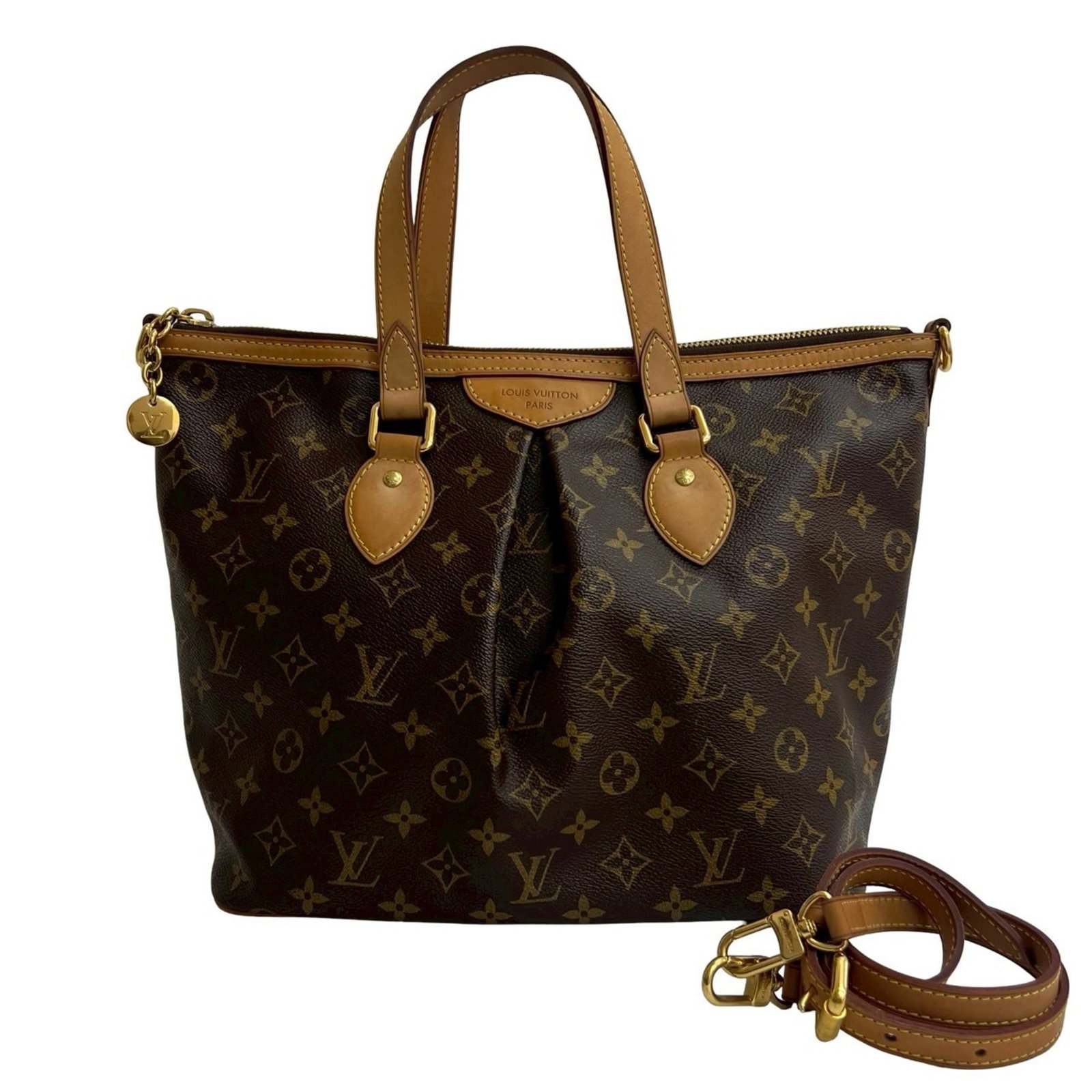 Handbag Vuitton Louis Leather Tote Shoulder Bag: Handbag Vuitton Louis Leather Tote Shoulder Bag Brown Louis Vuitton Leather Tote Shoulder Bag with Shoulder Strap, 27cm x 29cm x 16cm. This classic tote bag features high-quality leather and PVC