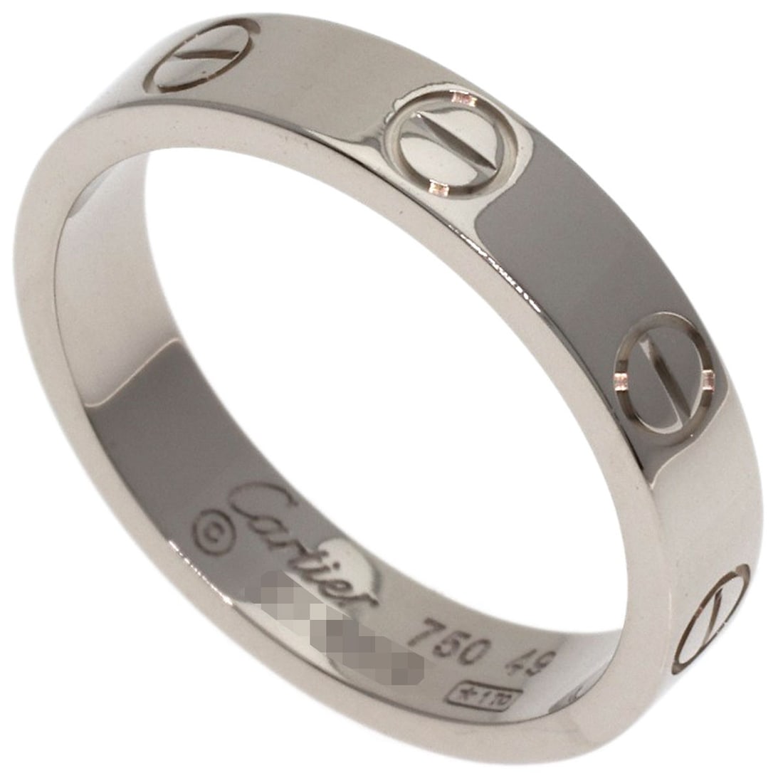 Love Ring K18 Gold White Cartier Mini: Love Ring K18 Gold White Cartier Mini K18 White Gold Cartier Mini Ring with a sleek, silver metal exterior, this miniature masterpiece showcases the elegance of Cartier's signature style. Featuring