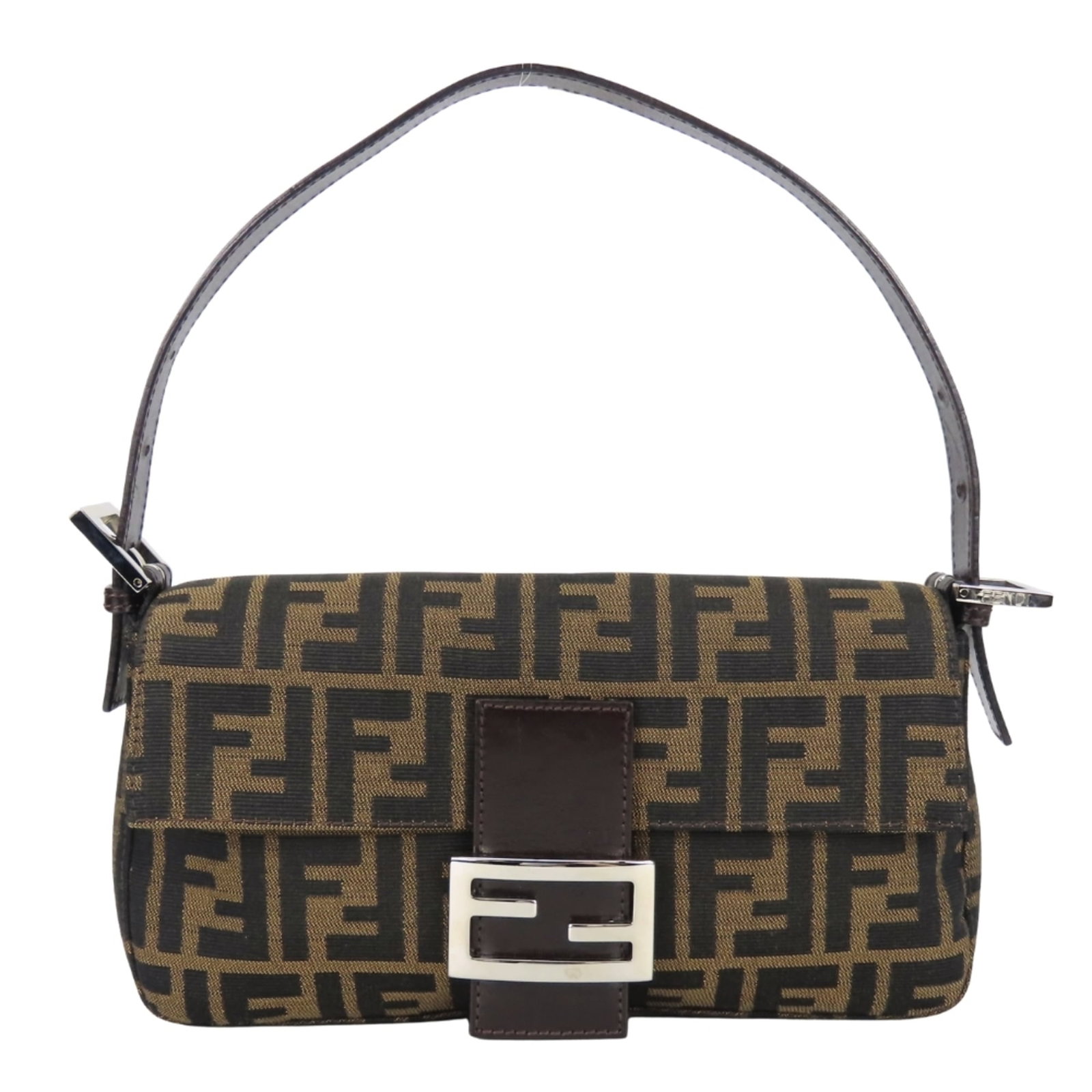 Canvas Leather Fendi Handbag: Canvas Leather Fendi Handbag Canvas Leather Fendi Handbag - A sleek and stylish black handbag with a canvas and leather combination, featuring a signature that bears a mark of the renowned Italian