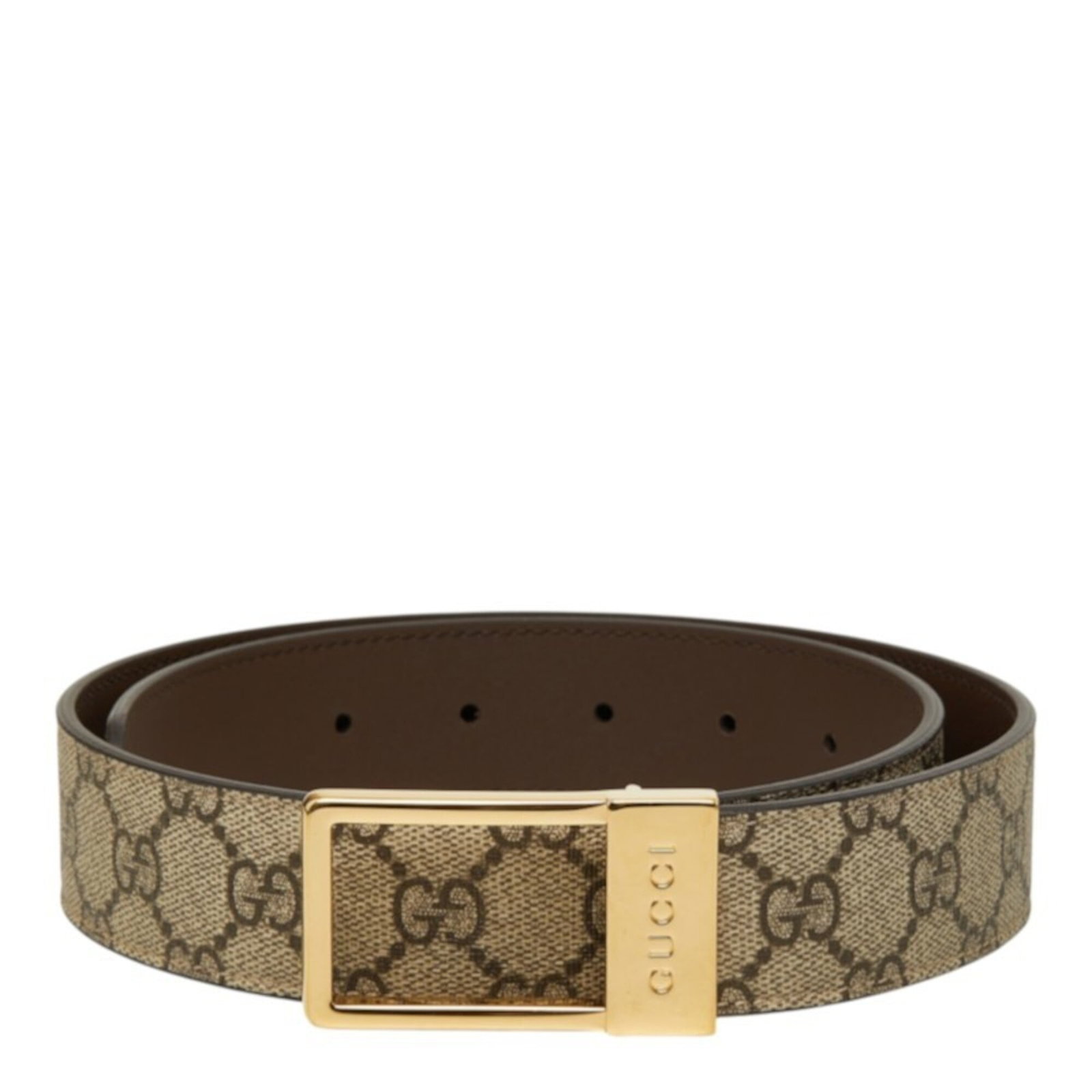 Standard Belt Gucci: Standard Belt Gucci PVC and leather combine in this classic Gucci standard belt, available in beige. Measuring 90cm in length and 3.5cm in width, it features a timeless design that complements a varie