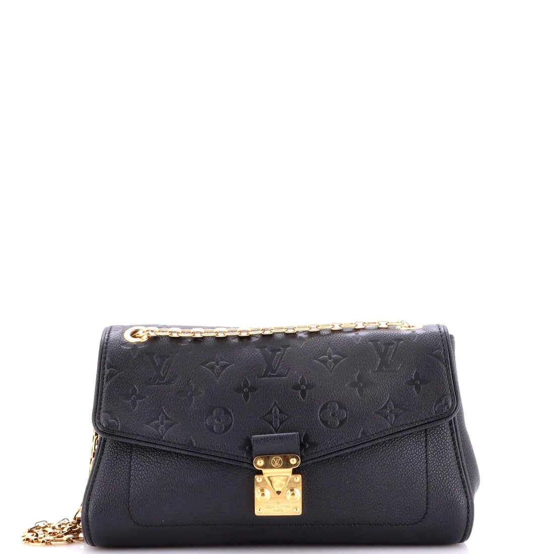 Handbag Monogram Leather Empreinte PM Saint Louis Vuitton: Handbag Monogram Leather Empreinte PM Saint Louis Vuitton Black Louis Vuitton PM Saint Germain Handbag Monogram Empreinte Leather Shoulder Bag with gold hardware, featuring a classic design and signat