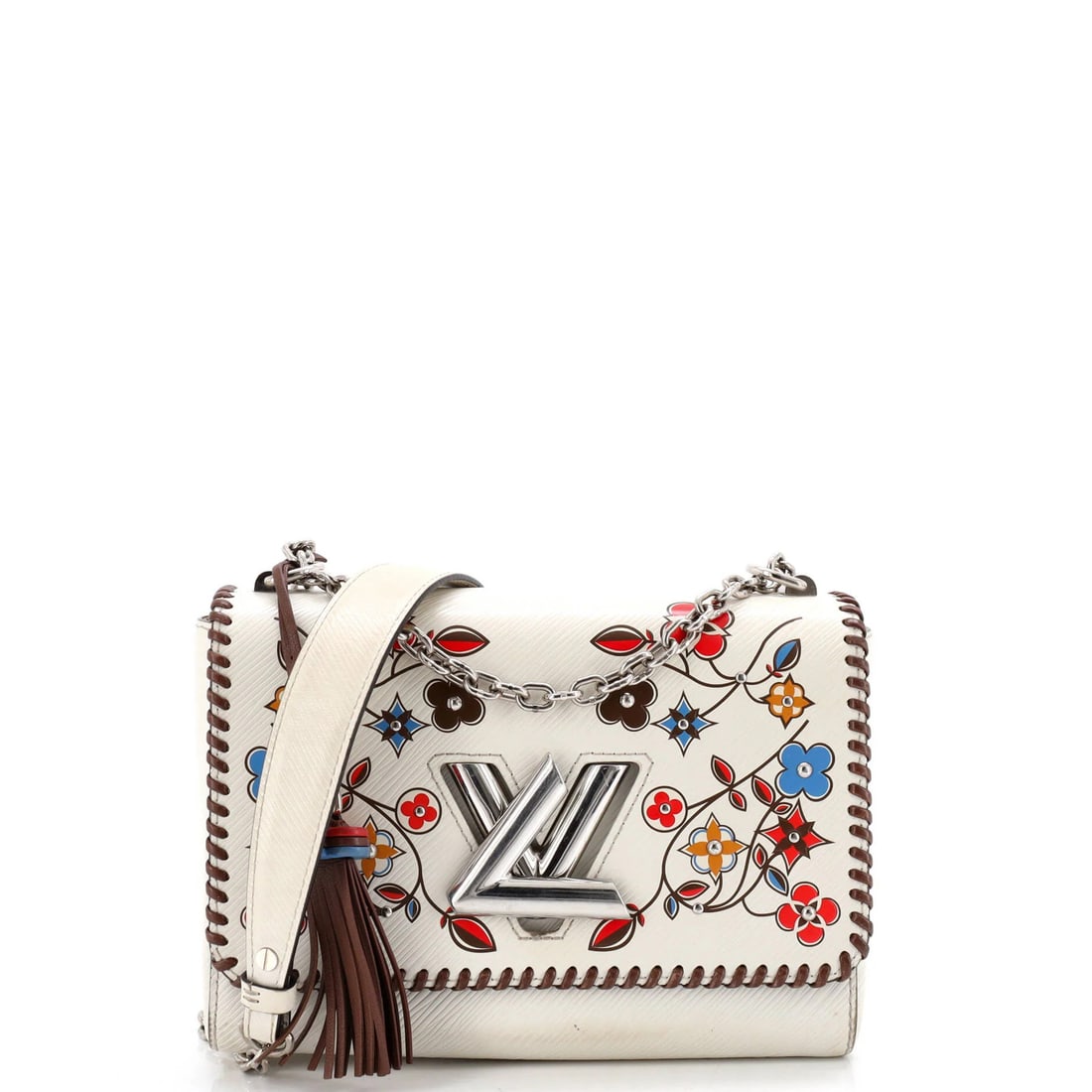 Limited Edition Flower Embellished Epi Leather Louis Vuitton Twist Handbag: Limited Edition Flower Embellished Epi Leather Louis Vuitton Twist Handbag Limited Edition Flower Embellished Epi Leather Louis Vuitton Twist Handbag for sale. This unique handbag features a white ext