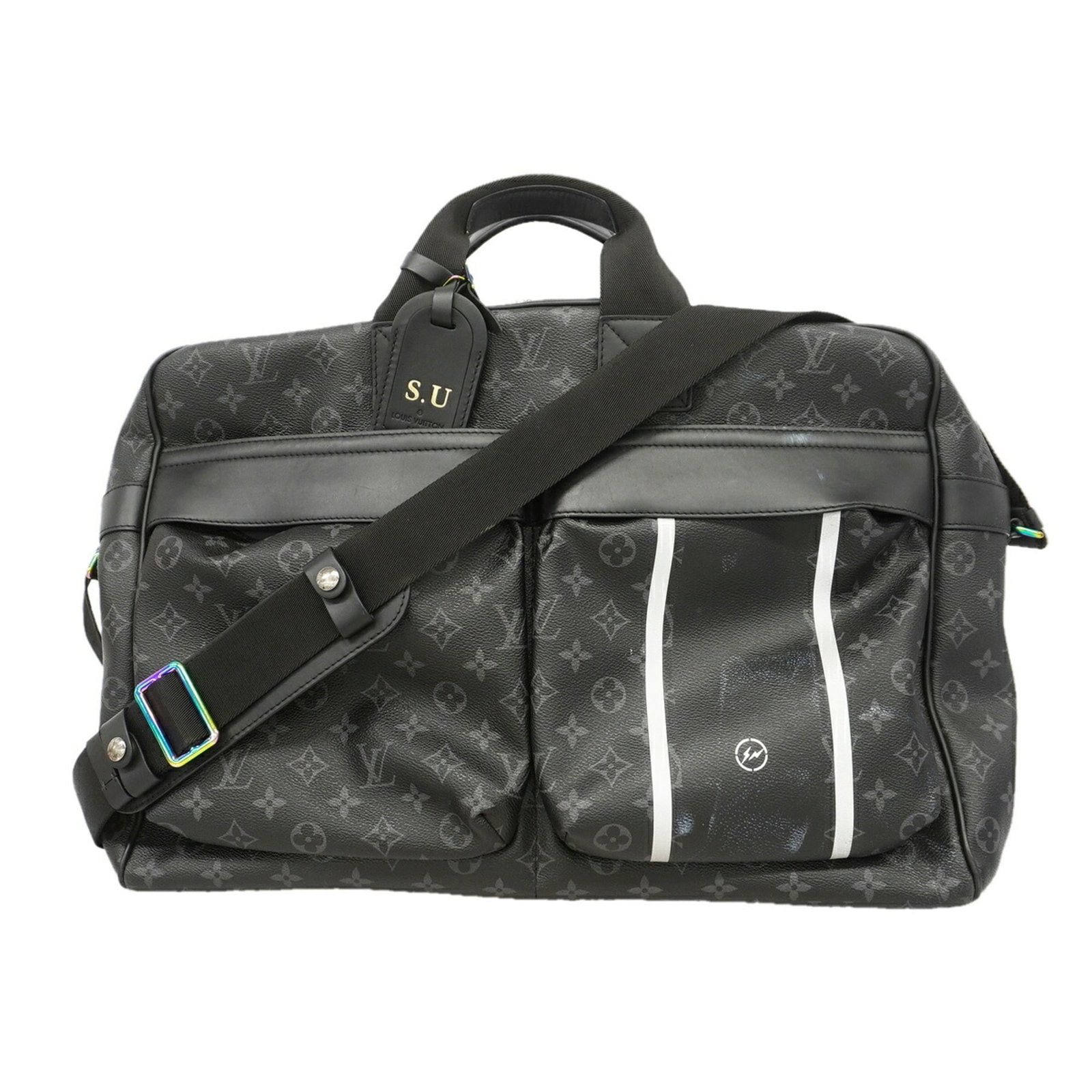 Boston Bag By Louis Vuitton: Boston Bag By Louis Vuitton Black Louis Vuitton Boston bag with dimensions 33cm x 46cm x 18.5cm. This bag features a classic design with a signature monogram pattern, making it a stylish accessory