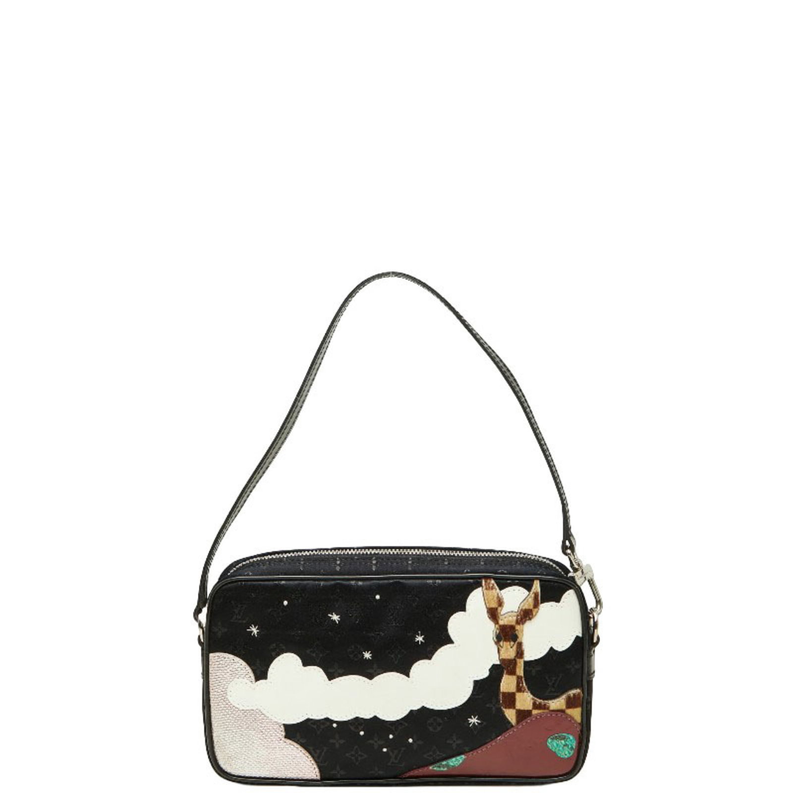 Satin Leather Louis Vuitton Pochette Shoulder Bag: Satin Leather Louis Vuitton Pochette Shoulder Bag Satin Leather Louis Vuitton Pochette Shoulder Bag in black, featuring a sleek and sophisticated design with a satin leather exterior and a compact,