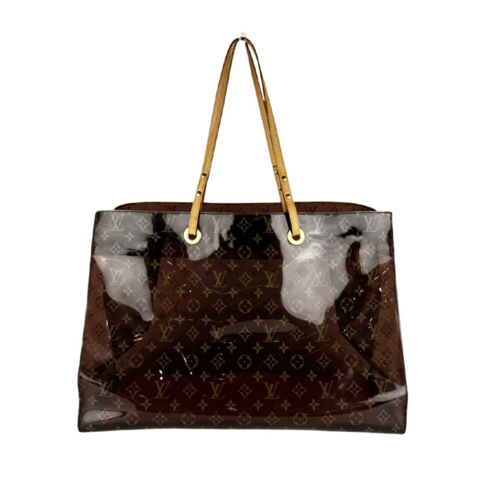 Louis Vuitton Handbag Pvc Leather: Louis Vuitton Handbag Pvc Leather PVC and leather construction, a unique blend of materials, makes this Louis Vuitton handbag stand out. The classic monogram pattern in brown adds a touch of elegance,
