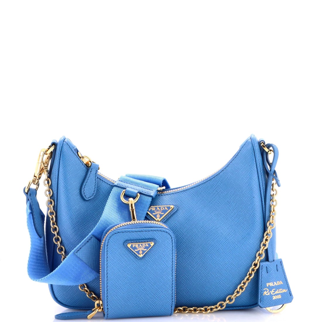 Saffiano Leather Small Prada Re-Edition 2005 Shoulder Bag: Saffiano Leather Small Prada Re-Edition 2005 Shoulder Bag Saffiano Leather Small Prada Re-Edition 2005 Shoulder Bag - A pristine 2005 re-edition of the iconic Prada small shoulder bag, crafted from hi
