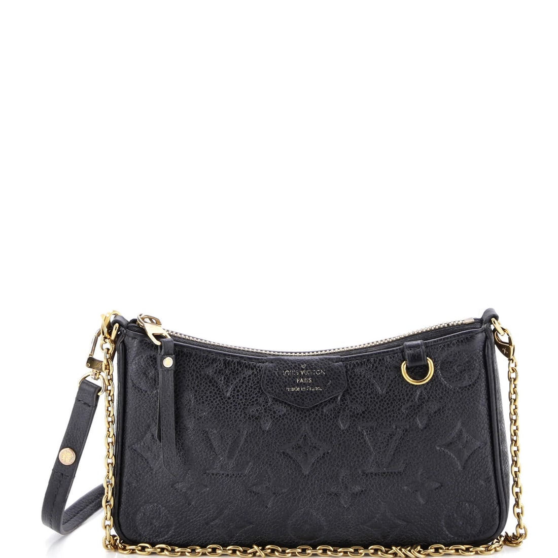 Louis Vuitton Easy Pouch on Strap Monogram Empreinte Leather: Louis Vuitton Easy Pouch on Strap Monogram Empreinte Leather Black Louis Vuitton Easy Pouch on Strap Monogram Empreinte Leather shoulder bag features a classic design with a gold-toned strap and a spa
