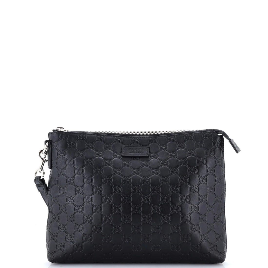 Gucci Signature Soft Wristlet Guccissima Leather: Gucci Signature Soft Wristlet Guccissima Leather Soft and sophisticated, the Gucci Signature Soft Wristlet Guccissima Leather features a classic black exterior with subtle grays on the interior, adorn