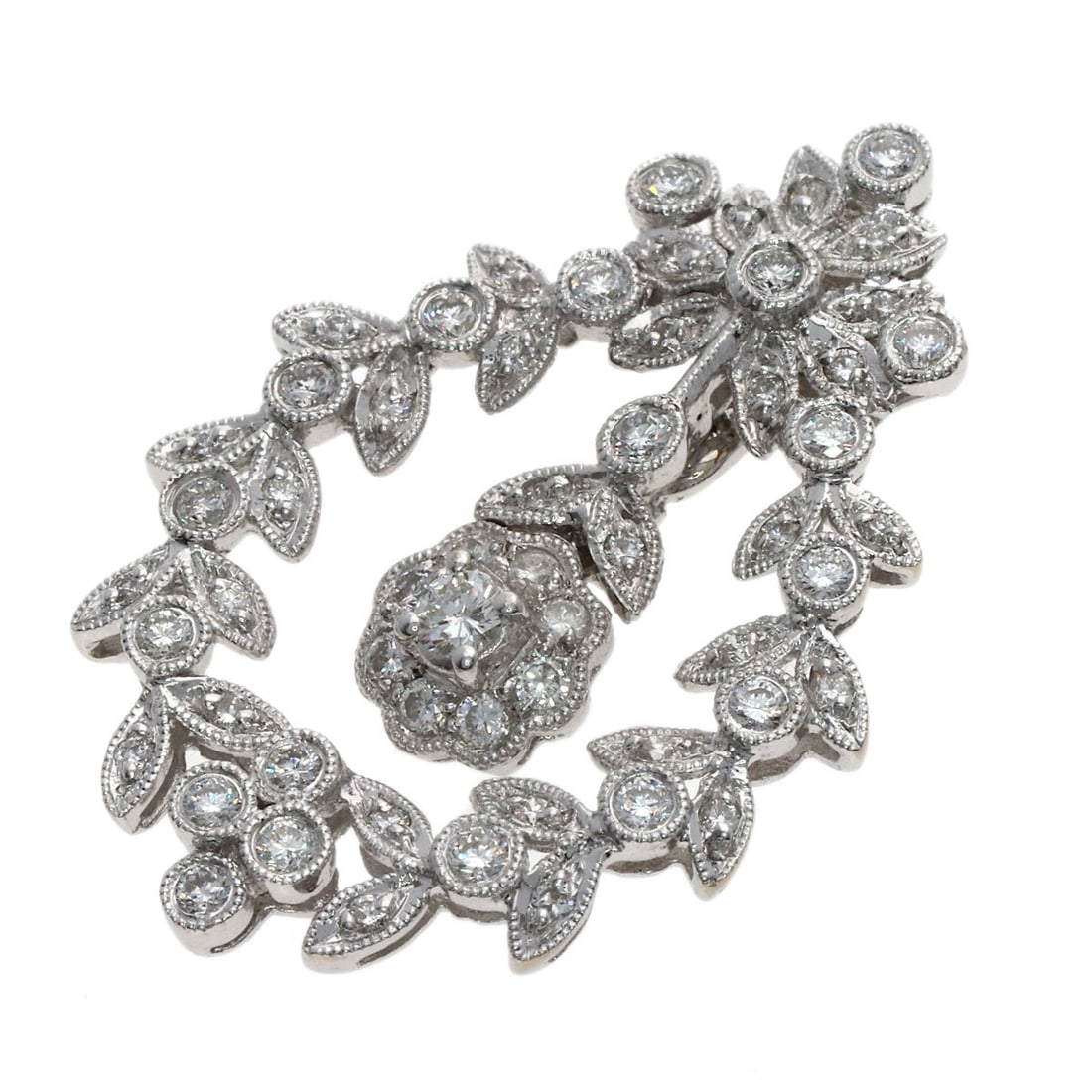 Ponte Vecchio Flower Motif Diamond Pendant Top K18 White Gold: Ponte Vecchio Flower Motif Diamond Pendant Top K18 White Gold K18 White Gold Diamond Pendant Top with Elegant Flower Motif. This stunning pendant features a 1ct diamond set in a delicate flower