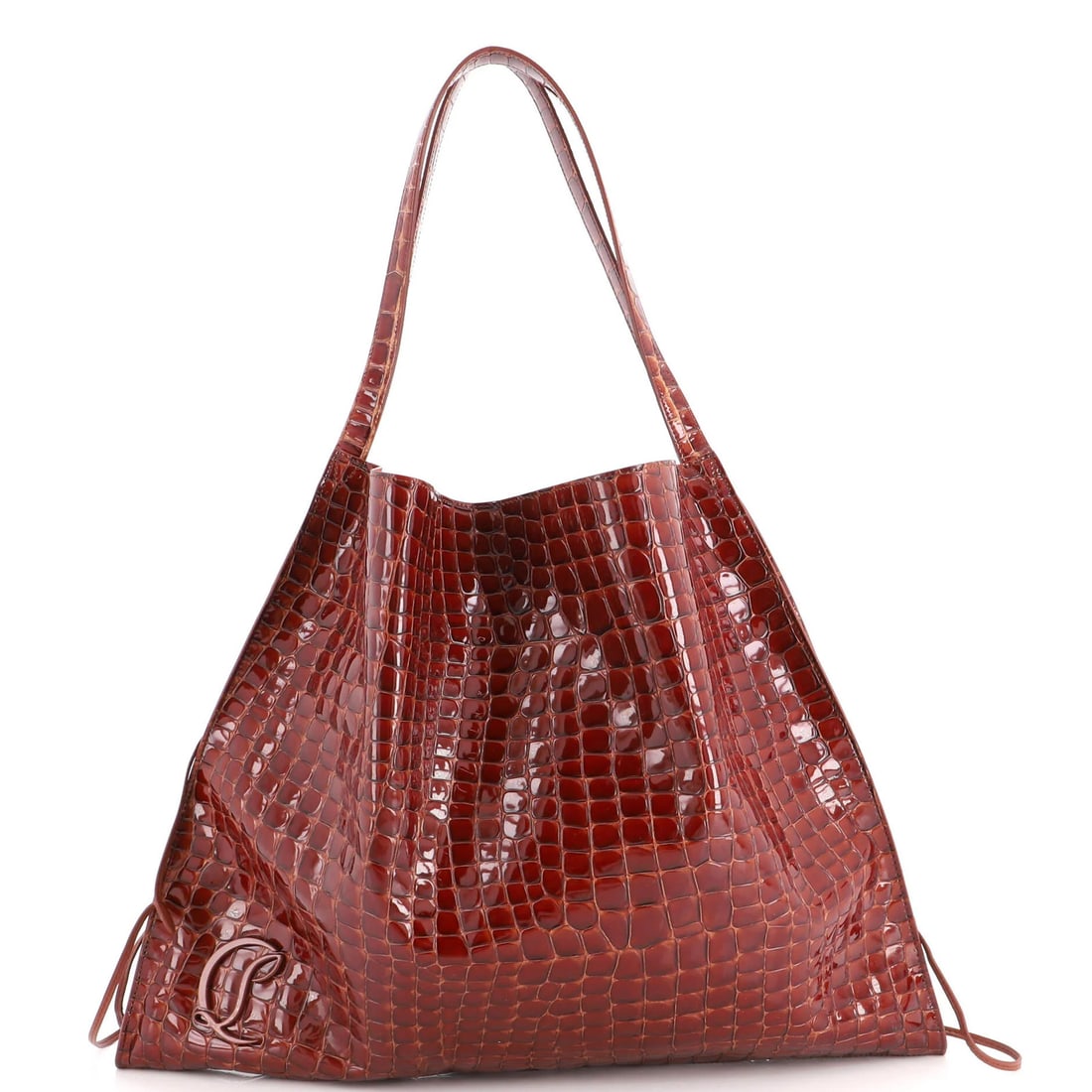 Christian Louboutin Le 54 Tote Embossed Leather Large: Christian Louboutin Le 54 Tote Embossed Leather Large Brown Christian Louboutin Le 54 Tote Embossed Leather Large measures 15.5" tall, 19.5" wide, and 3" deep. This tote features embossed leather