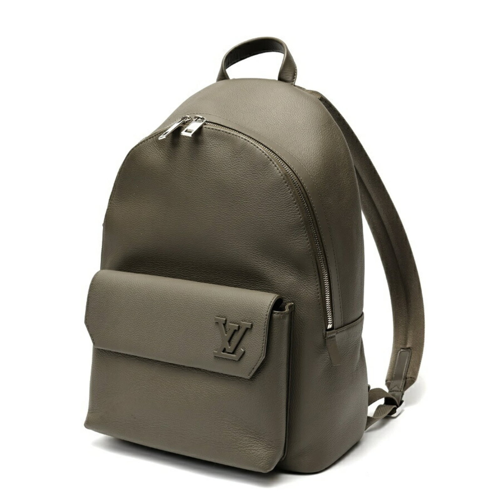 Backpack Leather Louis Vuitton: Backpack Leather Louis Vuitton Leather backpack from Louis Vuitton, made in France, features a khaki color and measures 43cm x 30cm x 14cm. The iconic design is crafted from high-quality leather,