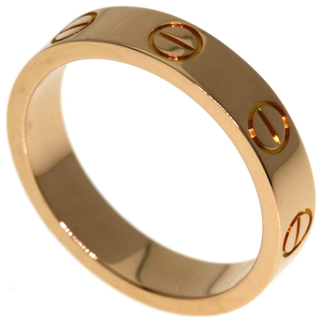 Love Ring Pink Gold K18 #47 Cartier Mini: Love Ring Pink Gold K18 #47 Cartier Mini K18 pink gold Cartier mini ring #47 boasts a sleek, gold design with a classic ring style. This 4.25 US ring size piece features gold metal and no main stone,