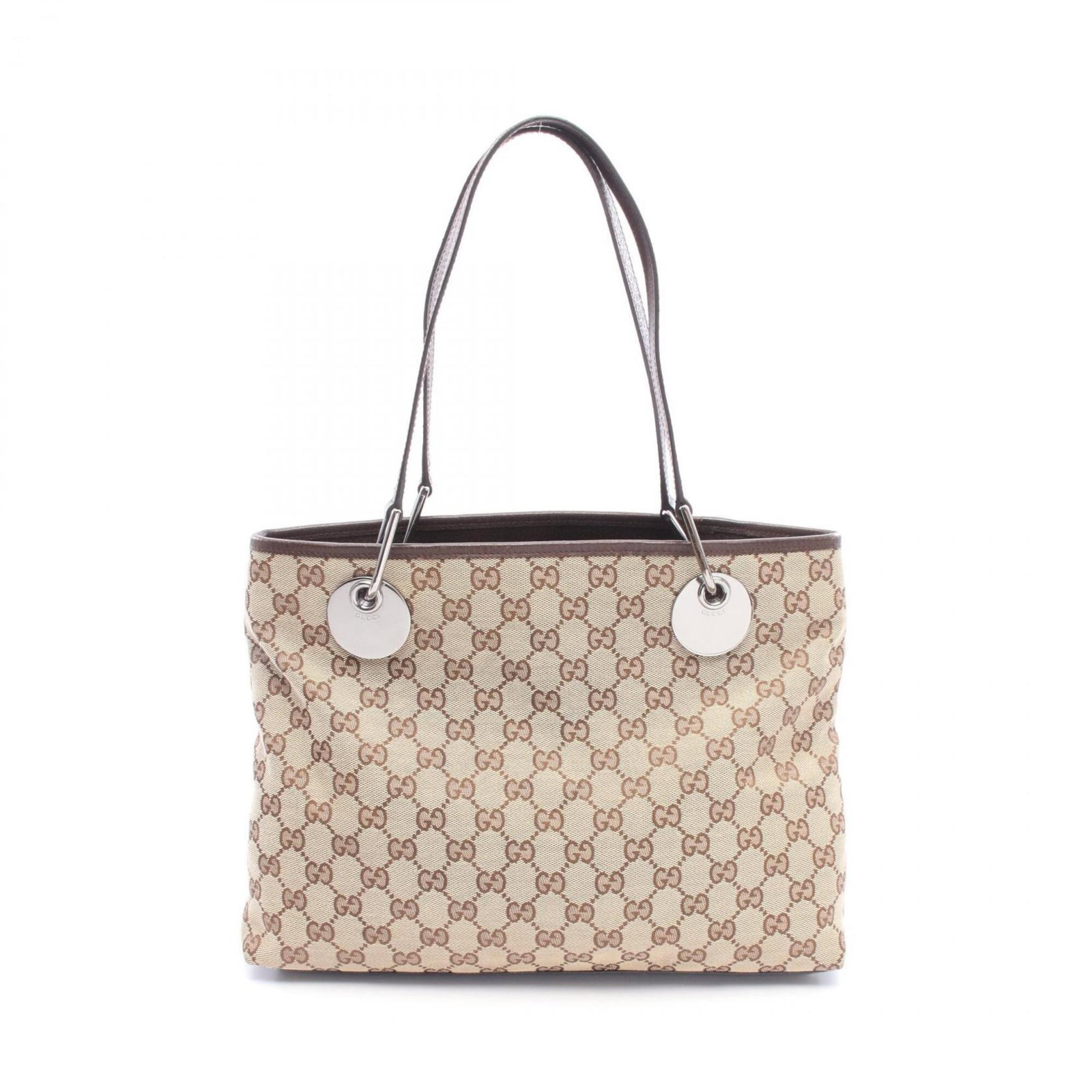 Handbag Tote Bag Canvas Leather Gucci: Handbag Tote Bag Canvas Leather Gucci Canvas and leather combine in this Gucci tote bag, available in beige and brown hues. The bag measures 25cm x 32cm x 9cm, making it a compact and stylish choice.