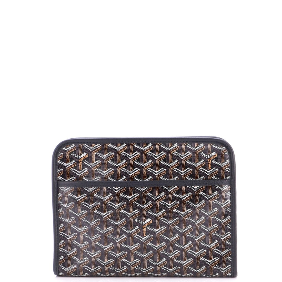 Jouvence Toiletry Pouch Goyard Coated Canvas: Jouvence Toiletry Pouch Goyard Coated Canvas Black Goyard Coated Canvas Jouvence Toiletry Pouch with minor creases on the exterior and minor scuffs on the interior, featuring a silver-toned buckle