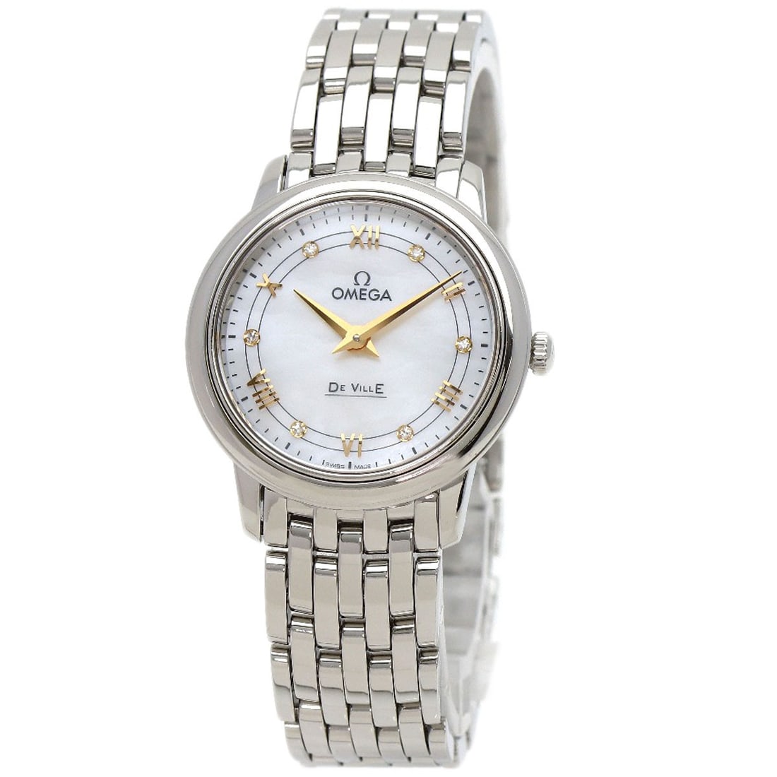 Prestige watches Omega De Ville 424.10.27.60.55.001 Stainless: Prestige watches Omega De Ville 424.10.27.60.55.001 Stainless Stainless steel case with a silver bezel and white dial, this Omega De Ville watch boasts a sleek and modern design. With a quartz