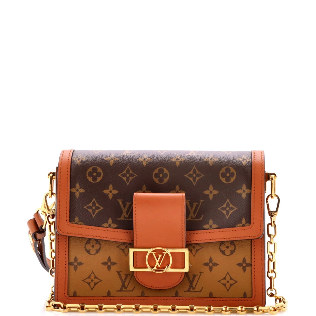 Vuitton Louis Monogram Dauphine Reverse Shoulder Bag Canvas MM: Vuitton Louis Monogram Dauphine Reverse Shoulder Bag Canvas MM The Louis Vuitton Dauphine Reverse Shoulder Bag Canvas MM is a stylish and versatile shoulder bag featuring the iconic Louis Vuitton mono