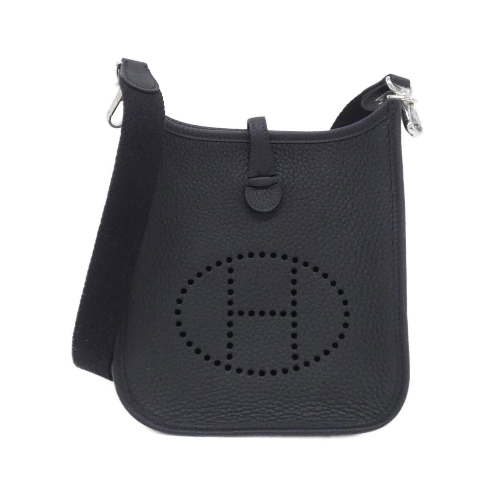 Hermes Shoulder Bag Taurillon Clemence Leather: Hermes Shoulder Bag Taurillon Clemence Leather Taurillon Clemence leather provides a luxurious feel to this sleek black shoulder bag, featuring silver hardware for a touch of sophistication.