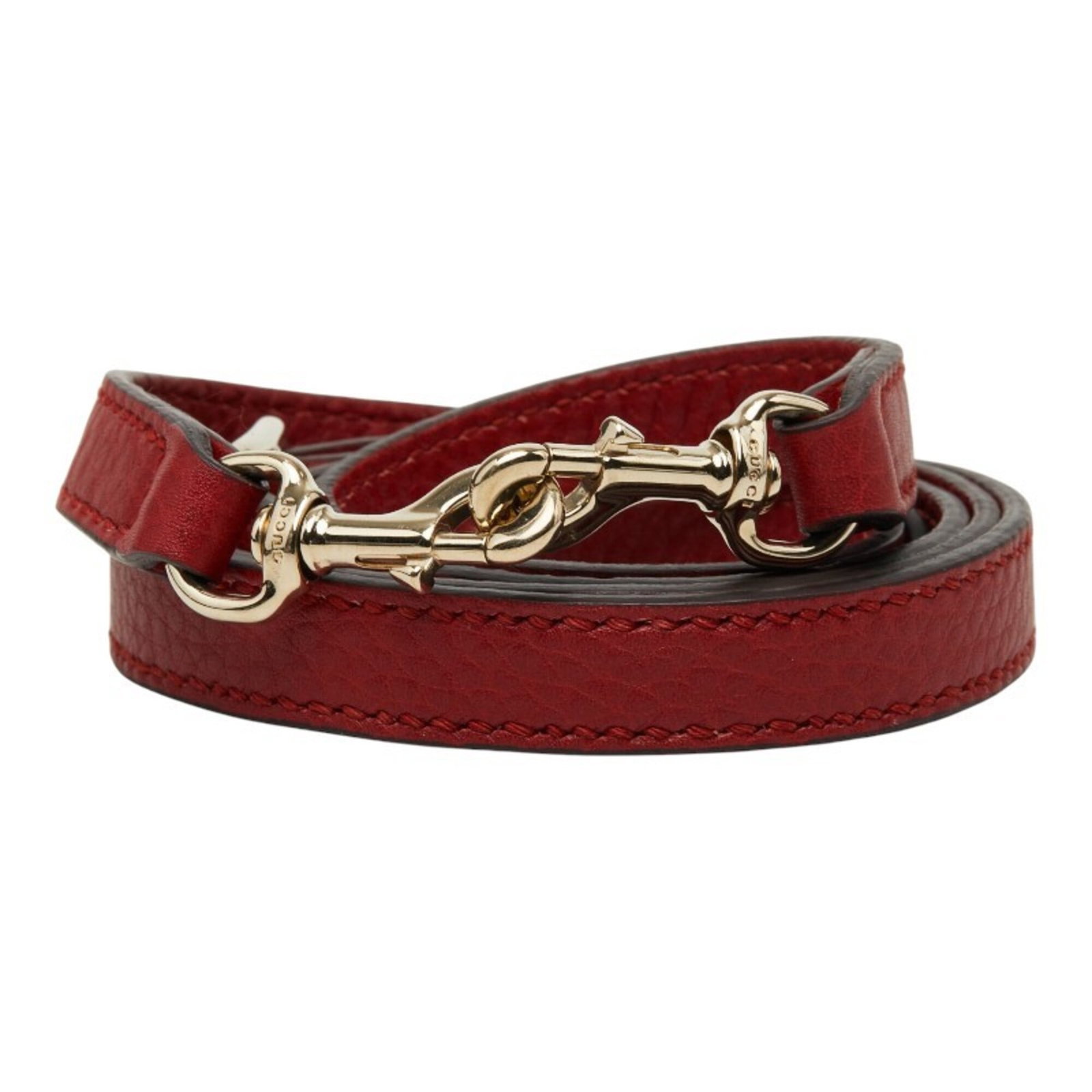 Strap Leather Gucci: Strap Leather Gucci Strap Leather Gucci is made from high-quality leather and features a striking red color. The item measures 121cm in length, making it a substantial accessory. Its distinctive desig
