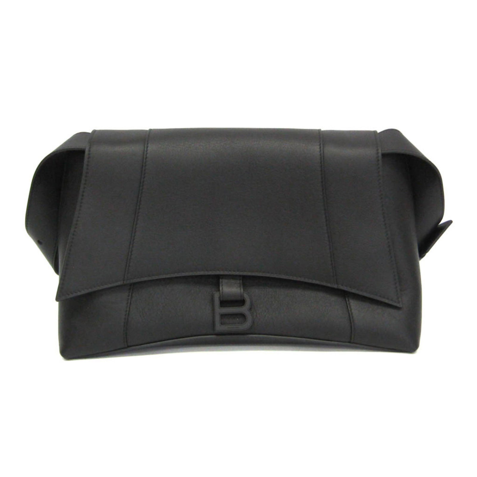 Bag Shoulder Leather Balenciaga: Bag Shoulder Leather Balenciaga Black leather Balenciaga shoulder bag with a magnetic snap closure, featuring an open pocket and a zipper pocket, available in medium size. The bag's durable design and
