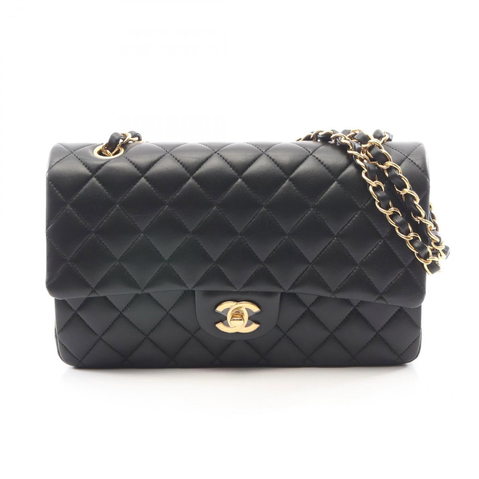 Shoulder Bag Leather Handbag Chanel: Shoulder Bag Leather Handbag Chanel Leather shoulder bag from Chanel, made from lambskin, features a sleek black design. With dimensions of 16cm x 25cm x 6.5cm, this handbag is a stylish accessory for