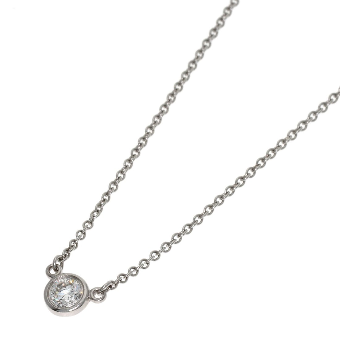 Tiffany&Co. By The Yard Diamond Necklace Platinum Pt950: Tiffany&Co. By The Yard Diamond Necklace Platinum Pt950 Tiffany&Co.'s By The Yard Diamond Necklace is a stunning piece featuring a platinum setting and a single diamond main stone. The necklace's 16.5