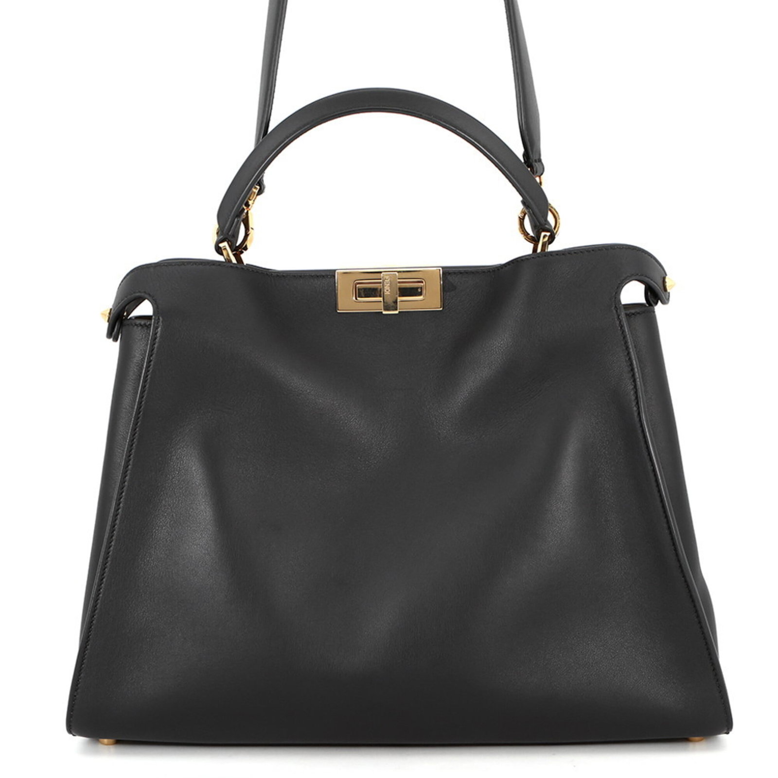 Shoulder Bag Leather Fendi Handbag: Shoulder Bag Leather Fendi Handbag Black leather Fendi shoulder bag with dimensions 29cm x 39cm x 13.5cm. Made from high-quality leather, this bag features a classic design that exudes luxury and