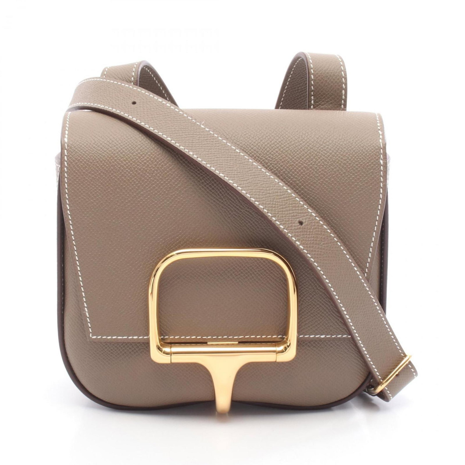 Shoulder Bag Hermes Leather: Shoulder Bag Hermes Leather Soft and supple Epsom leather makes up the exterior of this elegant shoulder bag, crafted by the renowned French fashion house Hermes. Measuring 16cm x 17cm x 5cm, it