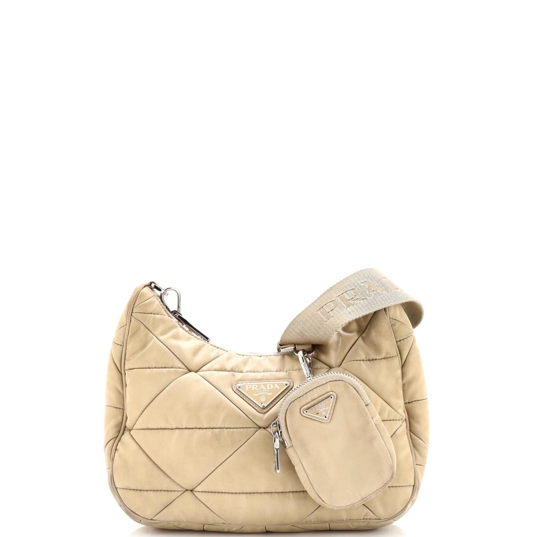 Tessuto small Quilted bag Re-edition Prada: Tessuto small Quilted bag Re-edition Prada Small Quilted Prada Re-edition Tessuto Cross Body Bag in Neutral Color. This Prada Re-edition Quilted Tessuto Small bag features a neutral exterior color,