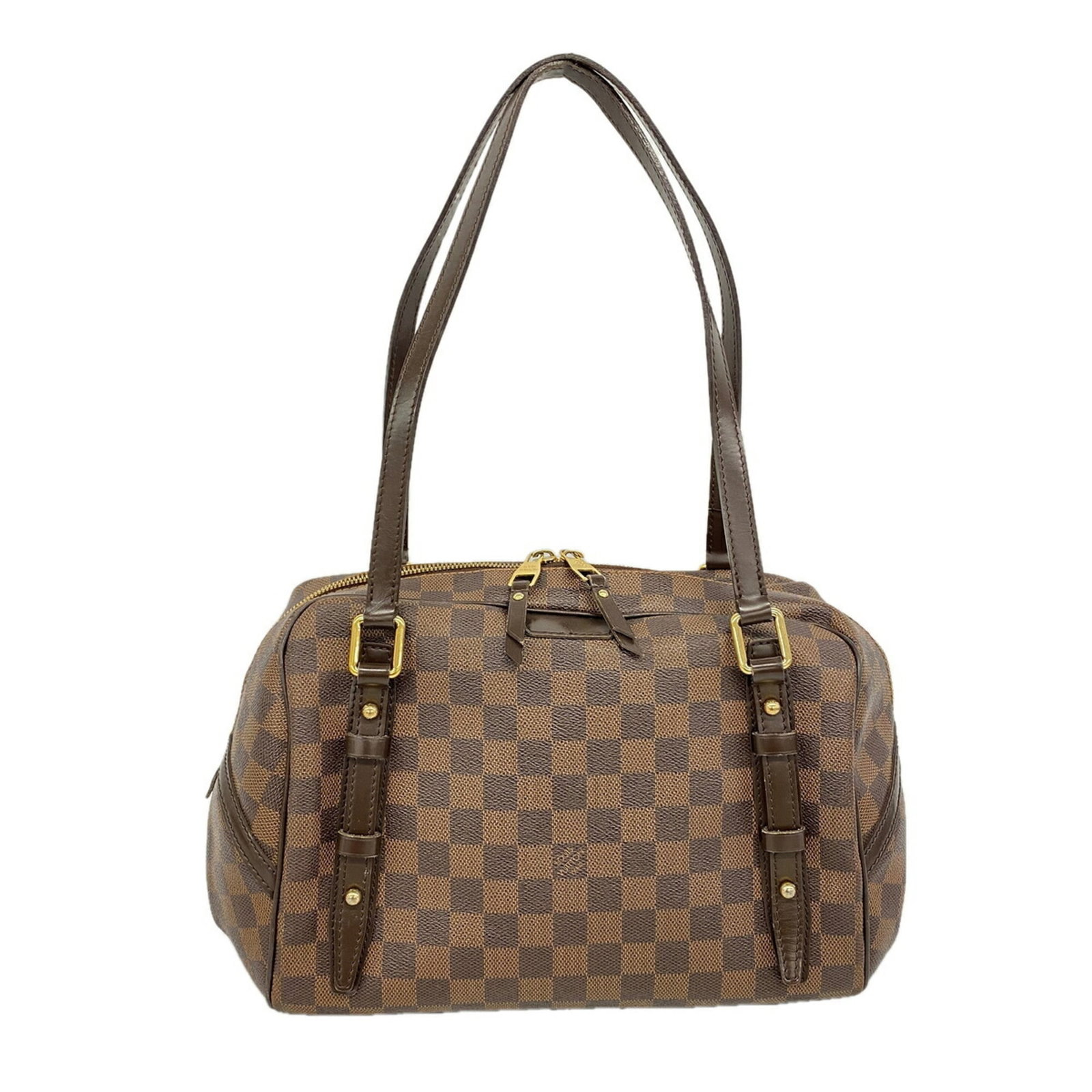 Shoulder Bag by Louis Vuitton: Shoulder Bag by Louis Vuitton Ebene Leather Shoulder Bag by Louis Vuitton, measuring 21cm x 28cm x 16cm, offers a sleek and sophisticated design. The bag's Ebene leather exterior provides a rich,