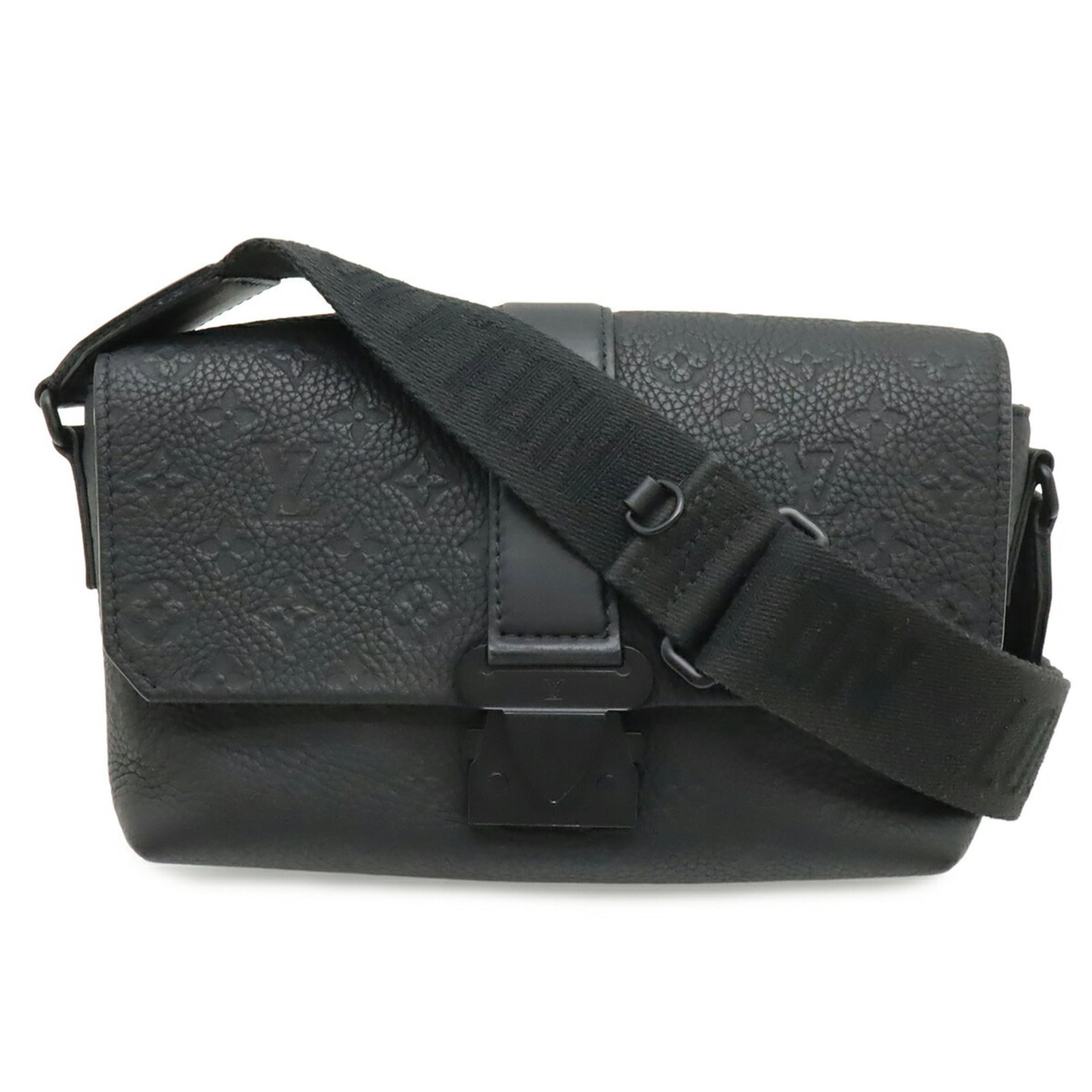Shoulder Bag Leather Louis Vuitton: Shoulder Bag Leather Louis Vuitton Black Taurillon Leather Shoulder Bag from Louis Vuitton, featuring RFID-protected body and adjustable strap length of 124cm. Made from high-quality Taurillon leather