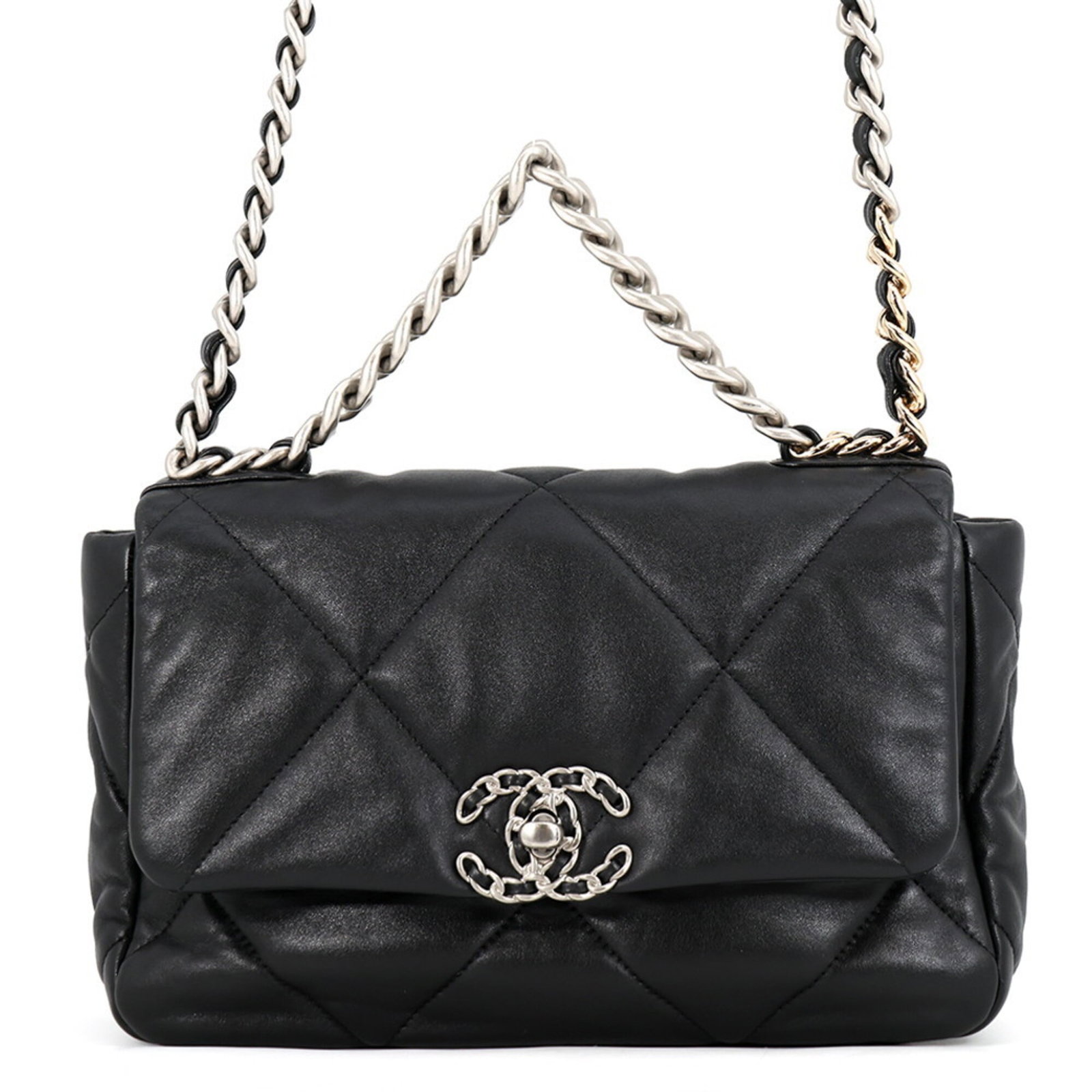 Shoulder Bag Leather Handbag Chanel: Shoulder Bag Leather Handbag Chanel Black Lambskin Leather Shoulder Bag from Chanel, measuring 15cm x 26cm x 8cm, features a classic design with a timeless appeal. Made from high-quality lambskin