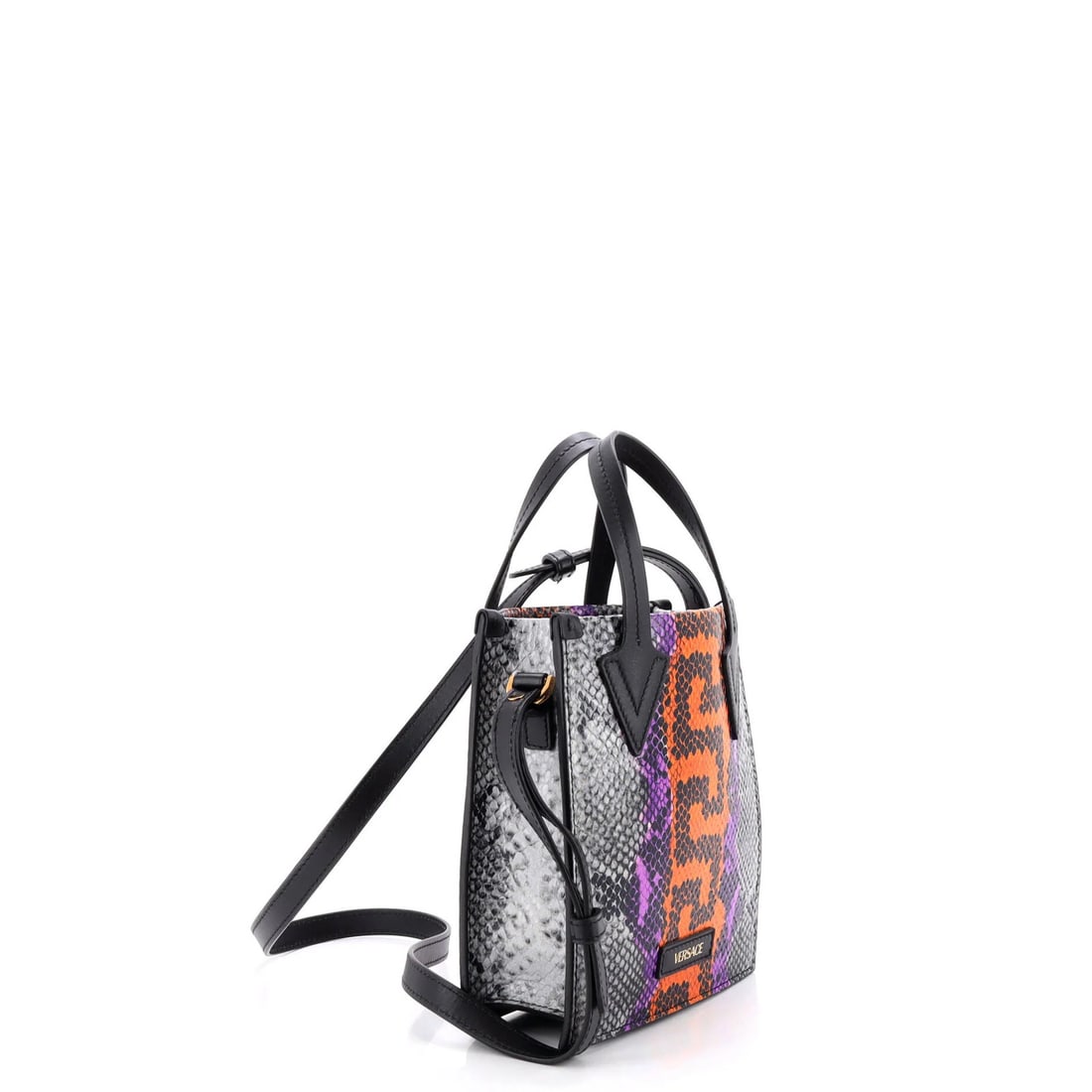 Python Embossed Leather Mini Versace Convertible - 2