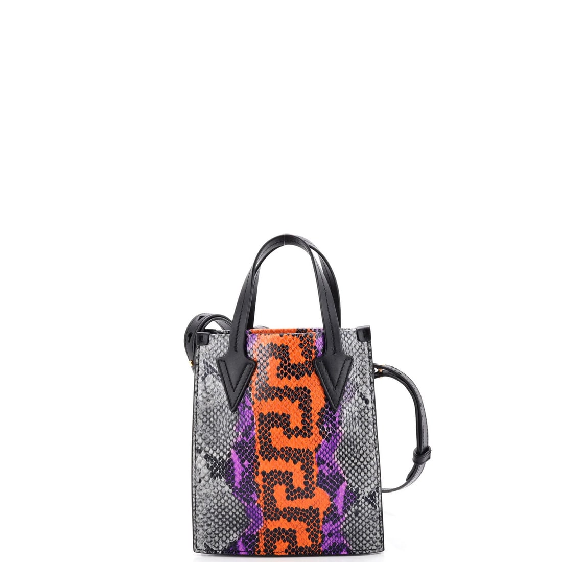 Python Embossed Leather Mini Versace Convertible - 3