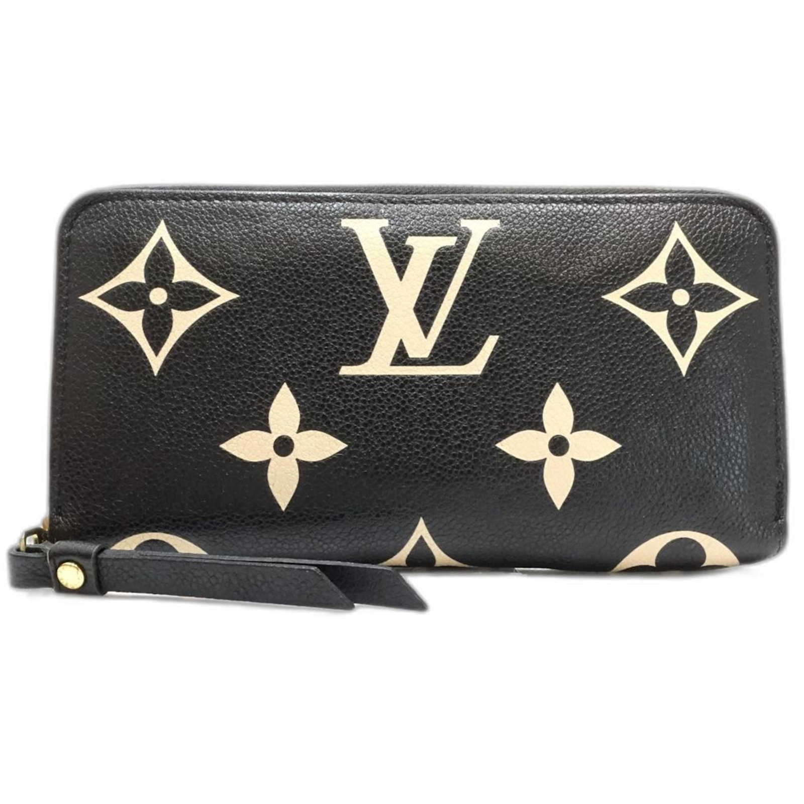 Louis Vuitton Long Wallet (Bi-Fold) Monogram: Louis Vuitton Long Wallet (Bi-Fold) Monogram Monogrammed with iconic Louis Vuitton design, this bi-fold wallet boasts a timeless elegance with its classic beige and black color combination. Made from