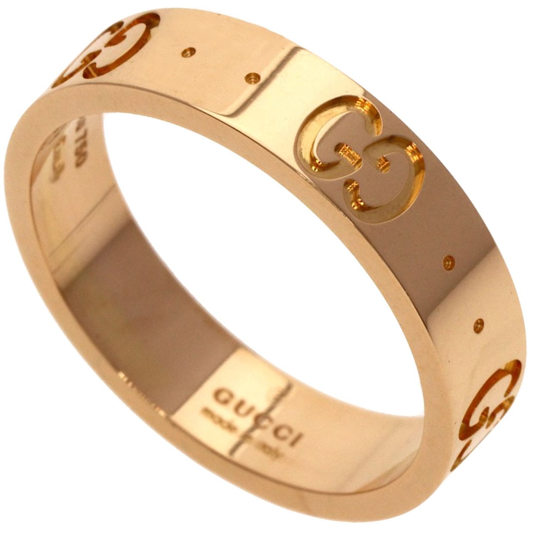Pink Gold K18 Ring Gucci #8: Pink Gold K18 Ring Gucci #8 K18 Pink Gold Gucci Ring #8 - A luxurious ring featuring a high-purity pink gold K18 metal exterior, with a ring size of 4.5(US). This Gucci design boasts a signature, and