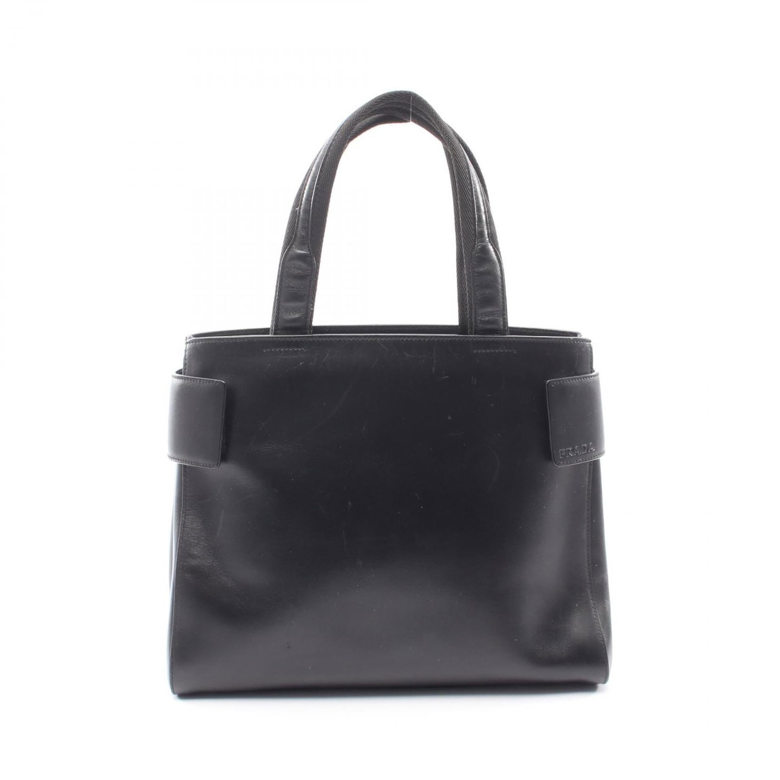 Handbag Tote Leather Bag: Handbag Tote Leather Bag Black leather tote bag from Prada, measuring 23cm x 30cm x 11cm, with a classic design and sleek silhouette. This stylish bag features high-quality leather construction and a
