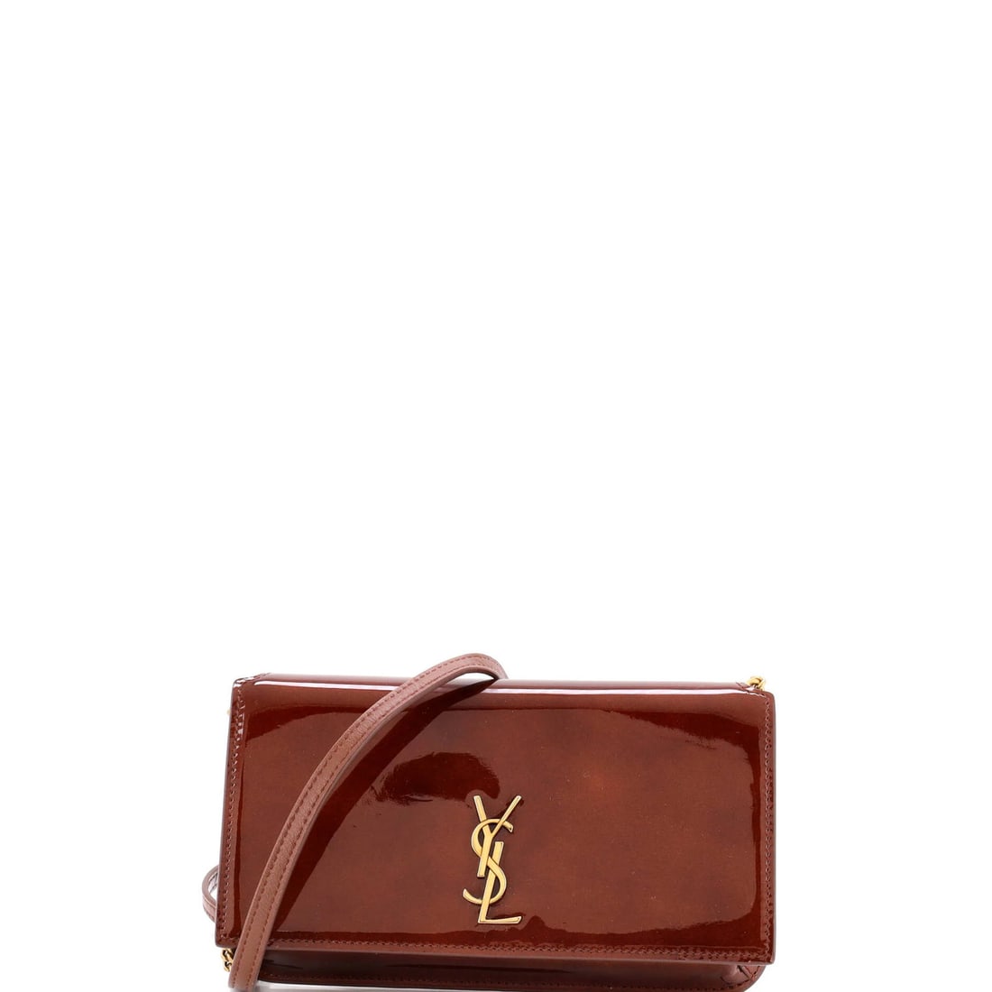 Patent Classic Monogram Phone Holder Bag Saint Laurent Shoulder: Patent Classic Monogram Phone Holder Bag Saint Laurent Shoulder Patent Classic Monogram Phone Holder Shoulder Bag Saint Laurent features a striking patent leather exterior in brown, adorned with the