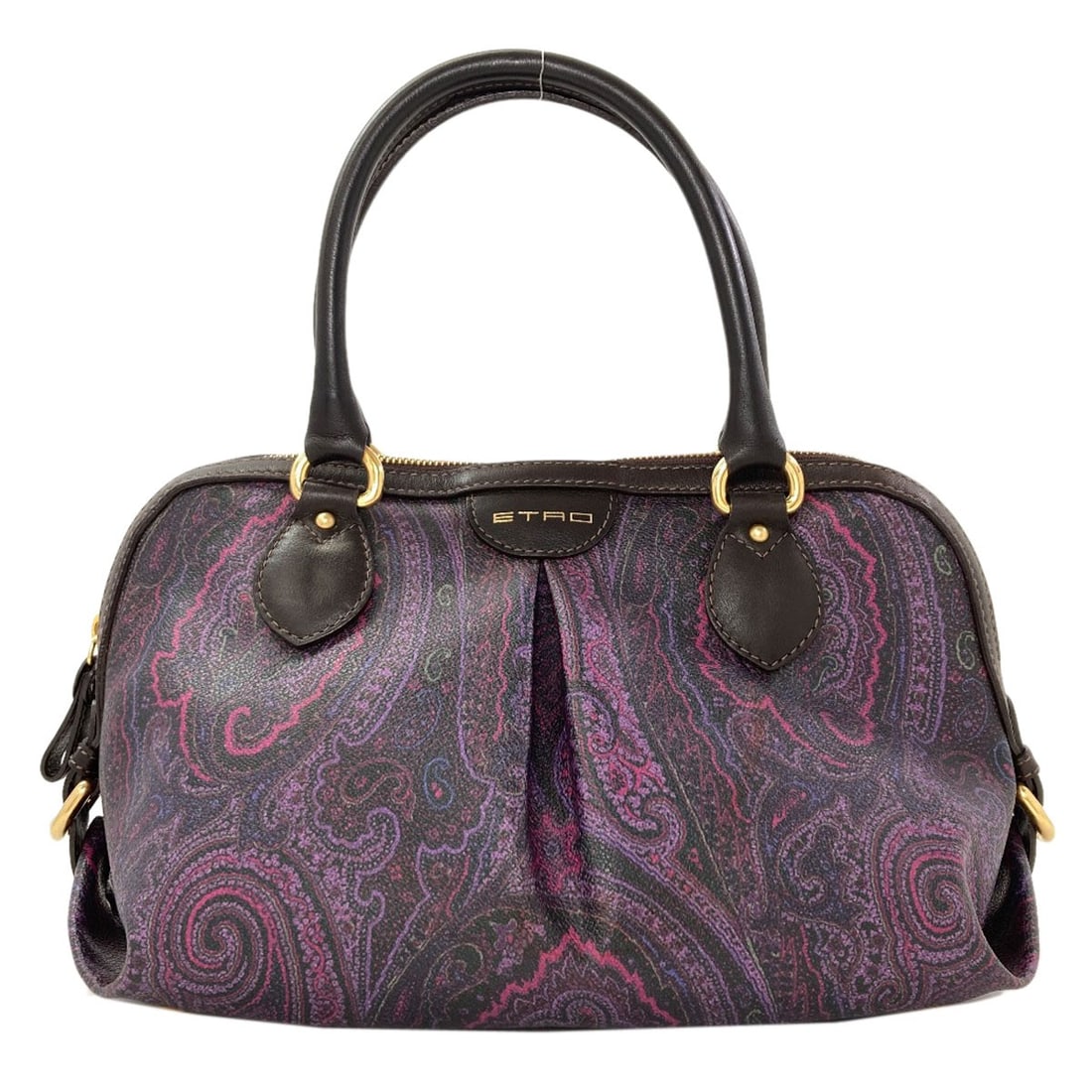 Paisley Pattern Etro Tote Bag Pvc: Paisley Pattern Etro Tote Bag Pvc Purple Paisley Pattern Etro Tote Bag made from PVC, featuring a distinctive paisley pattern and a zip closure. The bag measures 8.3 inches in height and 10.8 inches