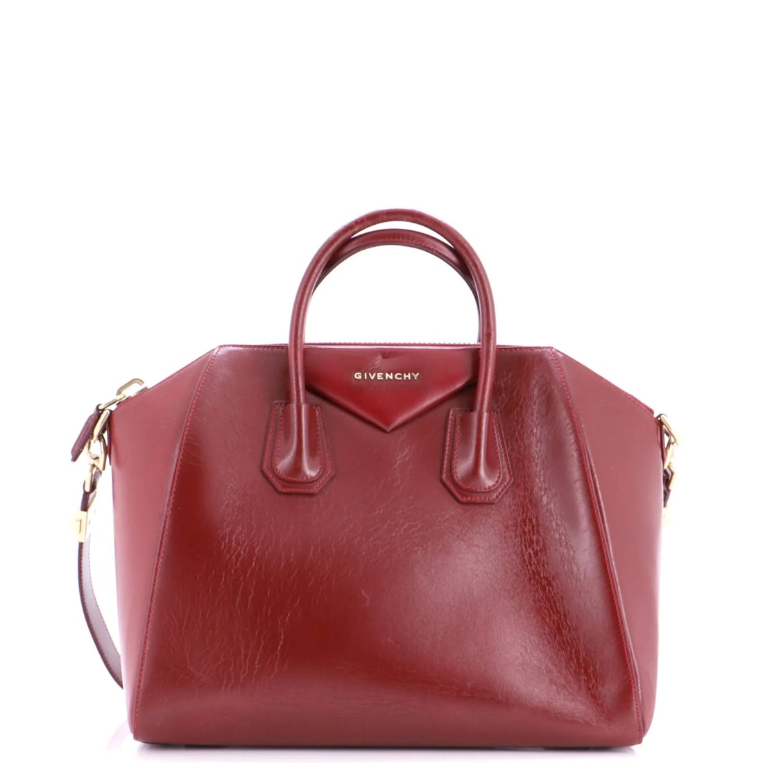 Glazed Leather Bag Givenchy Medium: Glazed Leather Bag Givenchy Medium Red Givenchy Antigona Medium Glazed Leather Satchel with gold hardware, featuring a medium size with a 3.5" handle drop and 11" strap drop, available in good