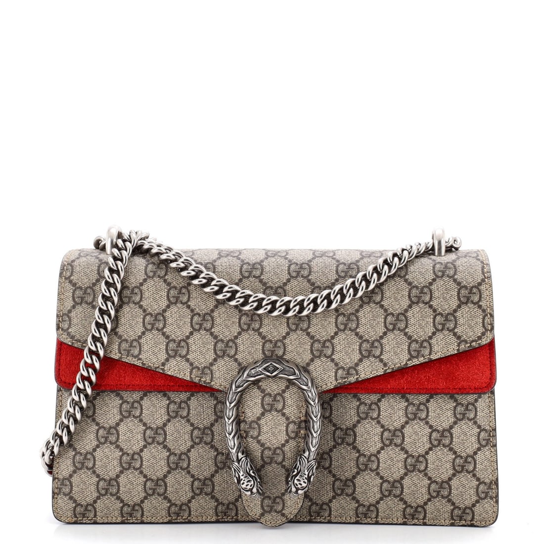 Small coated canvas bag GG Gucci Dionysus: Small coated canvas bag GG Gucci Dionysus Small GG Gucci Dionysus bag with coated canvas exterior in brown, featuring a sleek design and silver hardware. This small shoulder bag measures 6" tall and