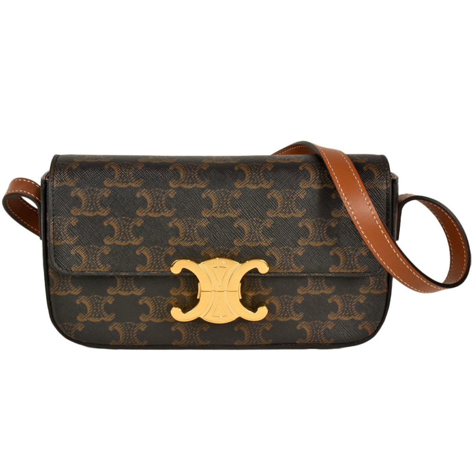 Canvas Coated Celine Bag Shoulder: Canvas Coated Celine Bag Shoulder This Celine shoulder bag is crafted from coated canvas, providing a durable and stylish finish. Measuring 12cm x 21cm x 4cm, it features a sleek design that complemen